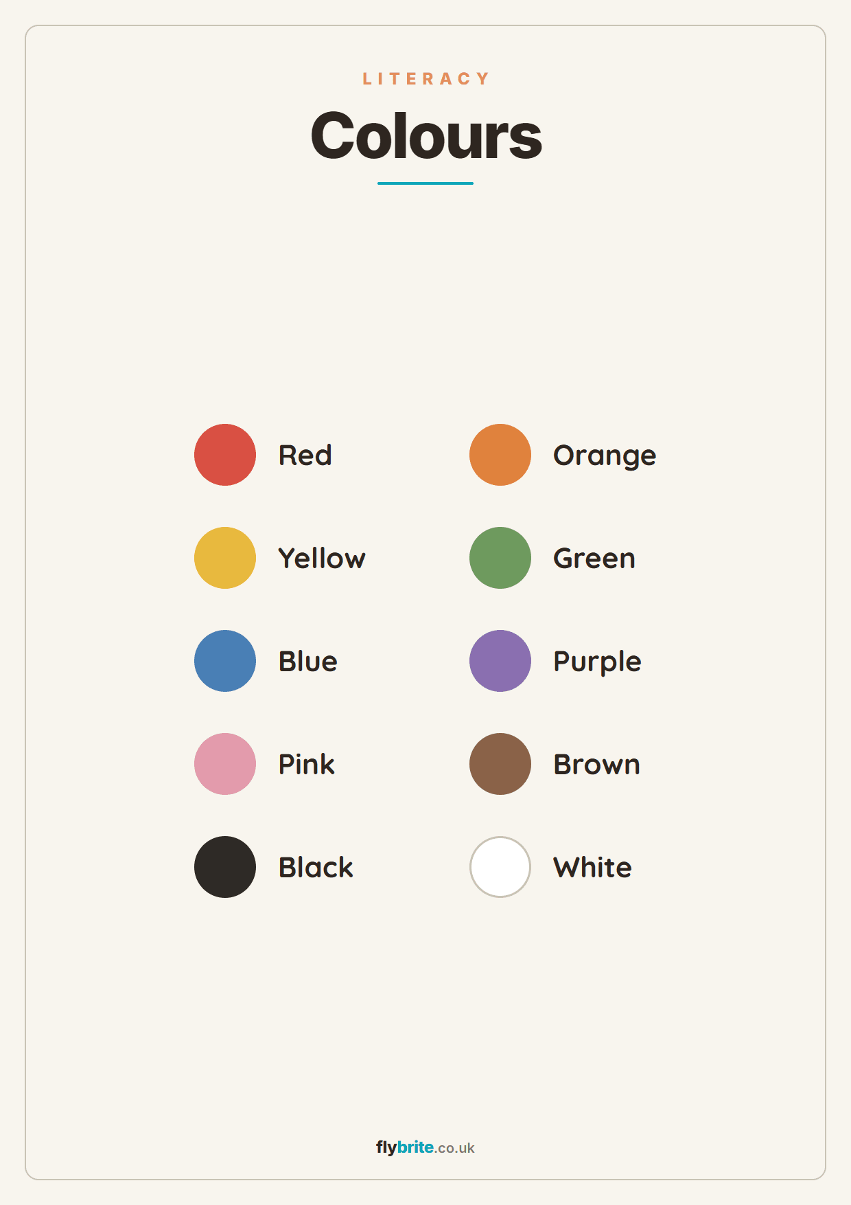 Colours printable preview