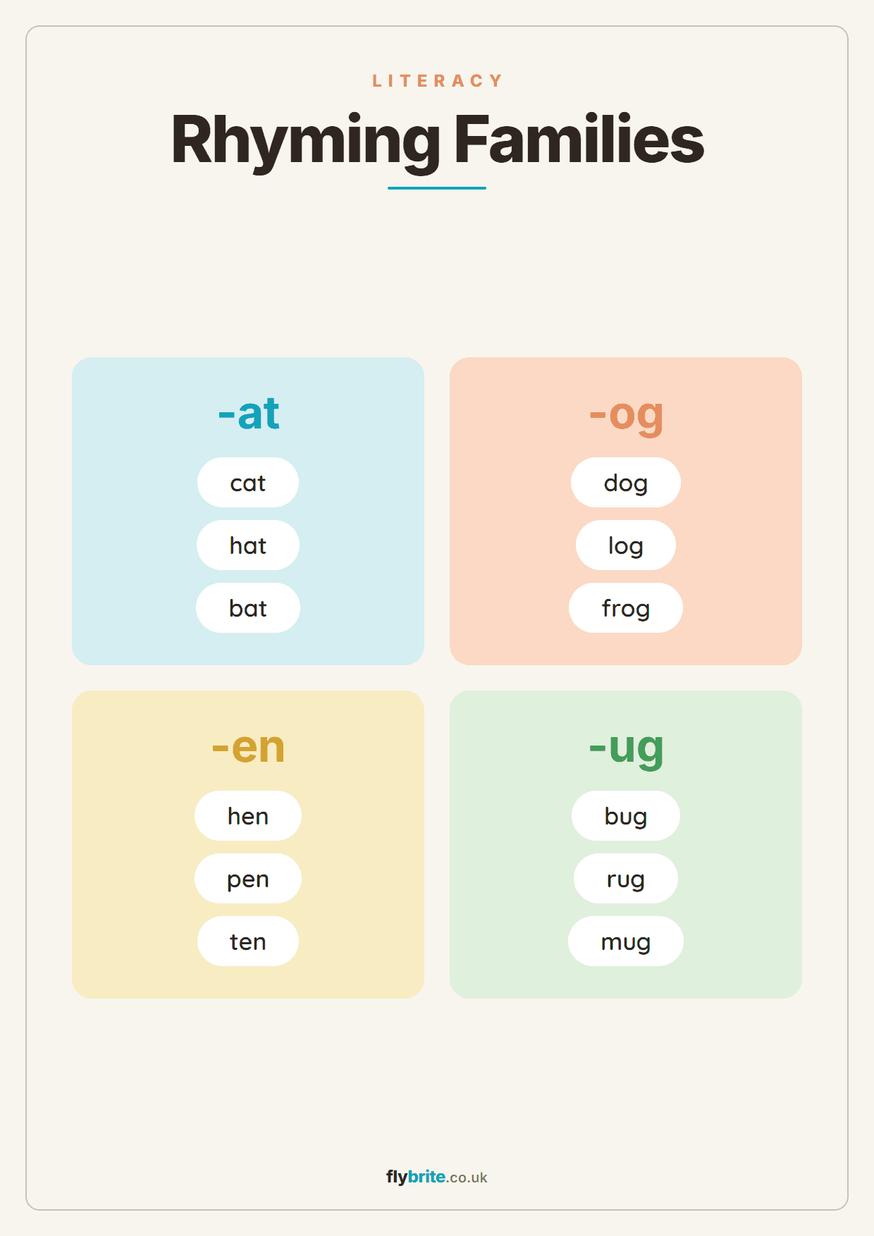 Rhyming Families printable preview