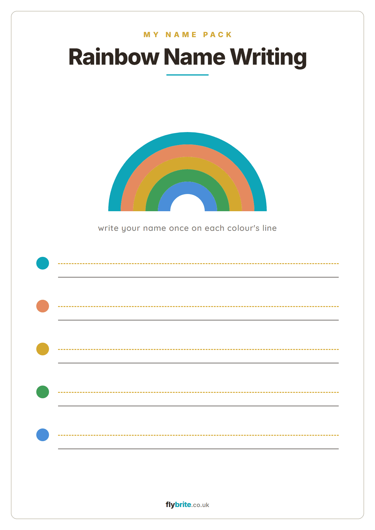 Rainbow Name Writing printable preview
