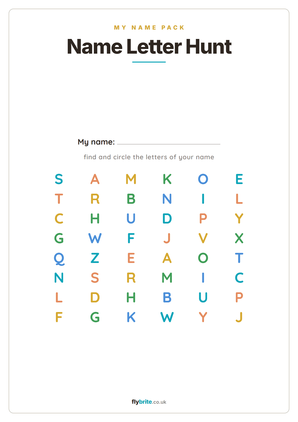 Name Letter Hunt printable preview