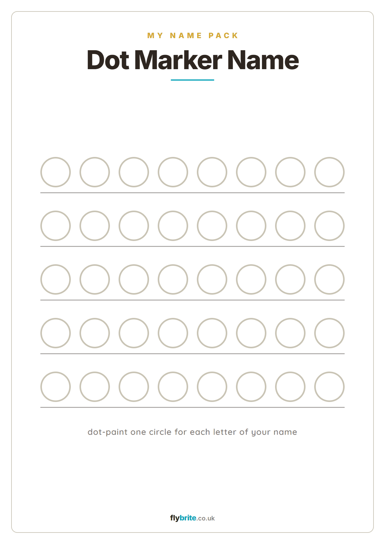 Dot Marker Name printable preview