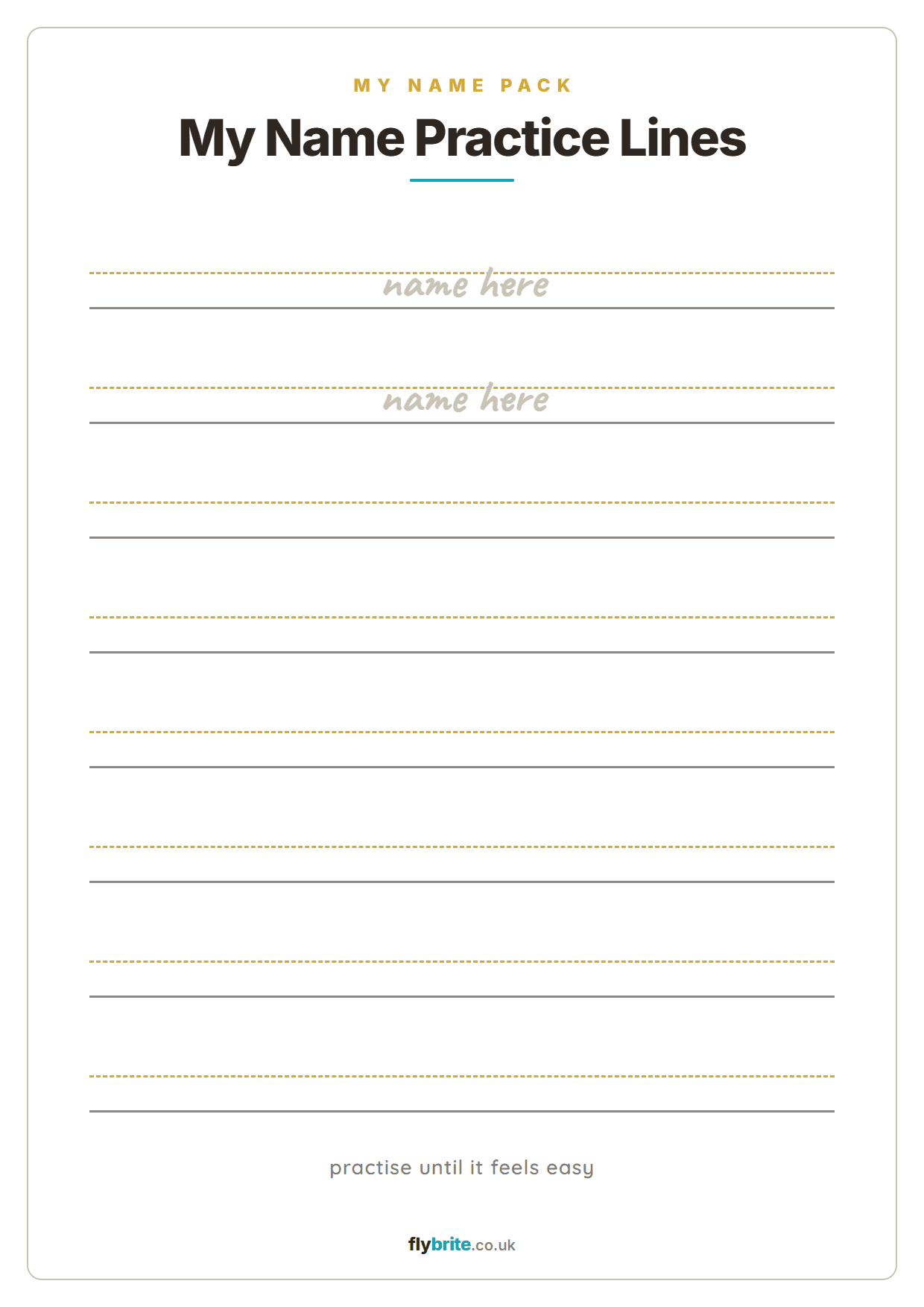 My Name Practice Lines printable preview
