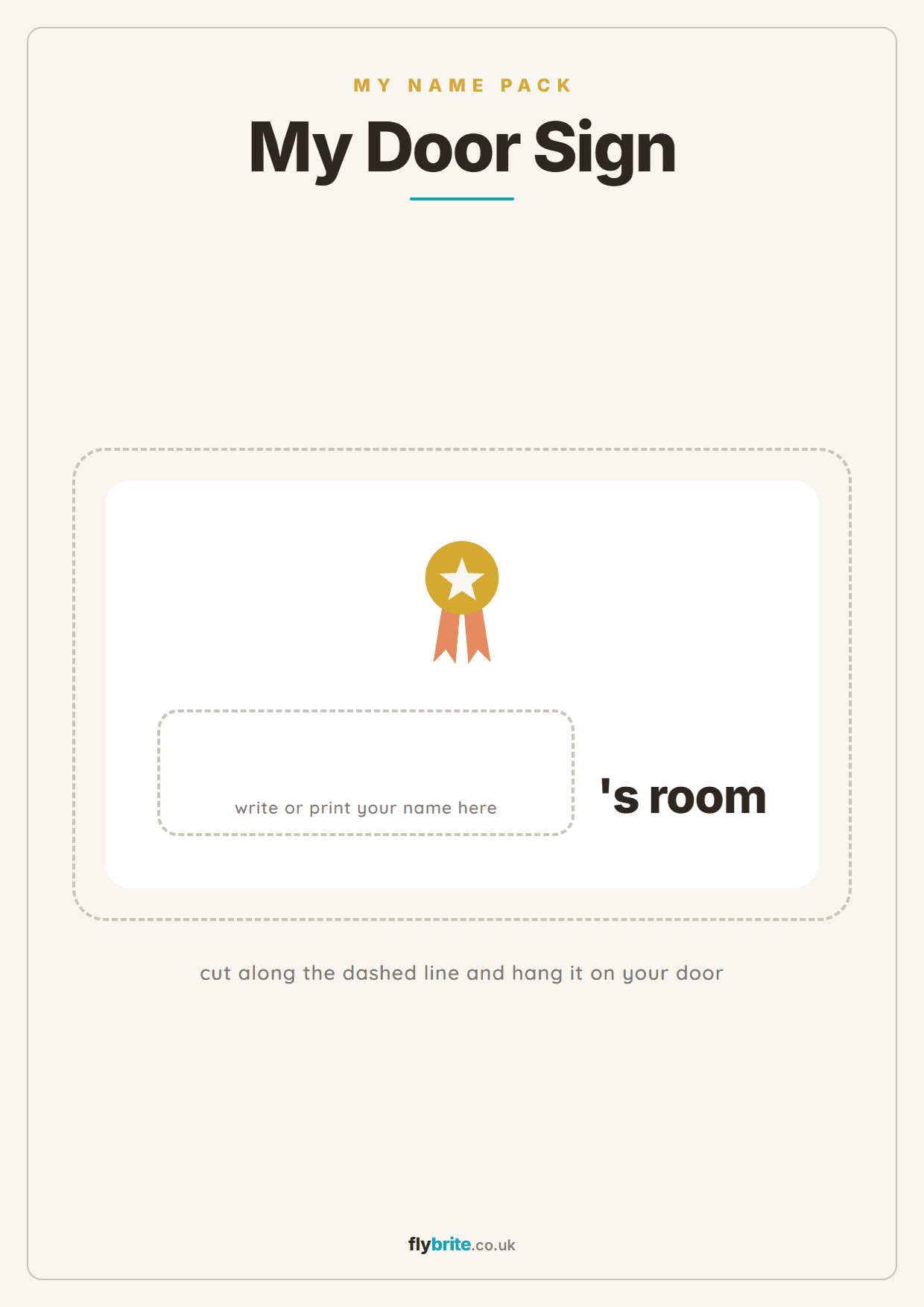 My Door Sign printable preview