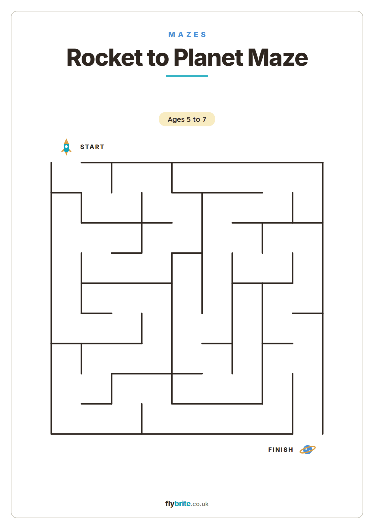 Rocket to Planet Maze printable preview