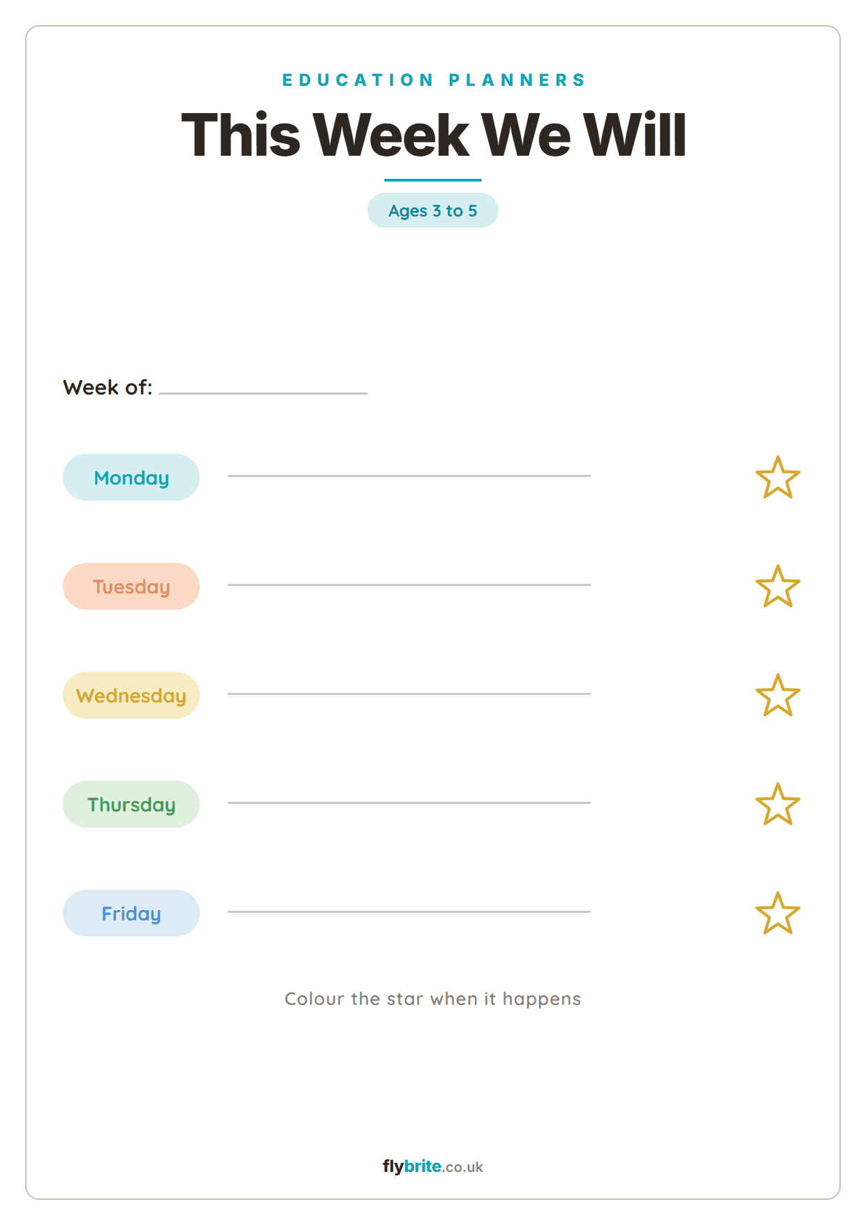 This Week We Will printable preview
