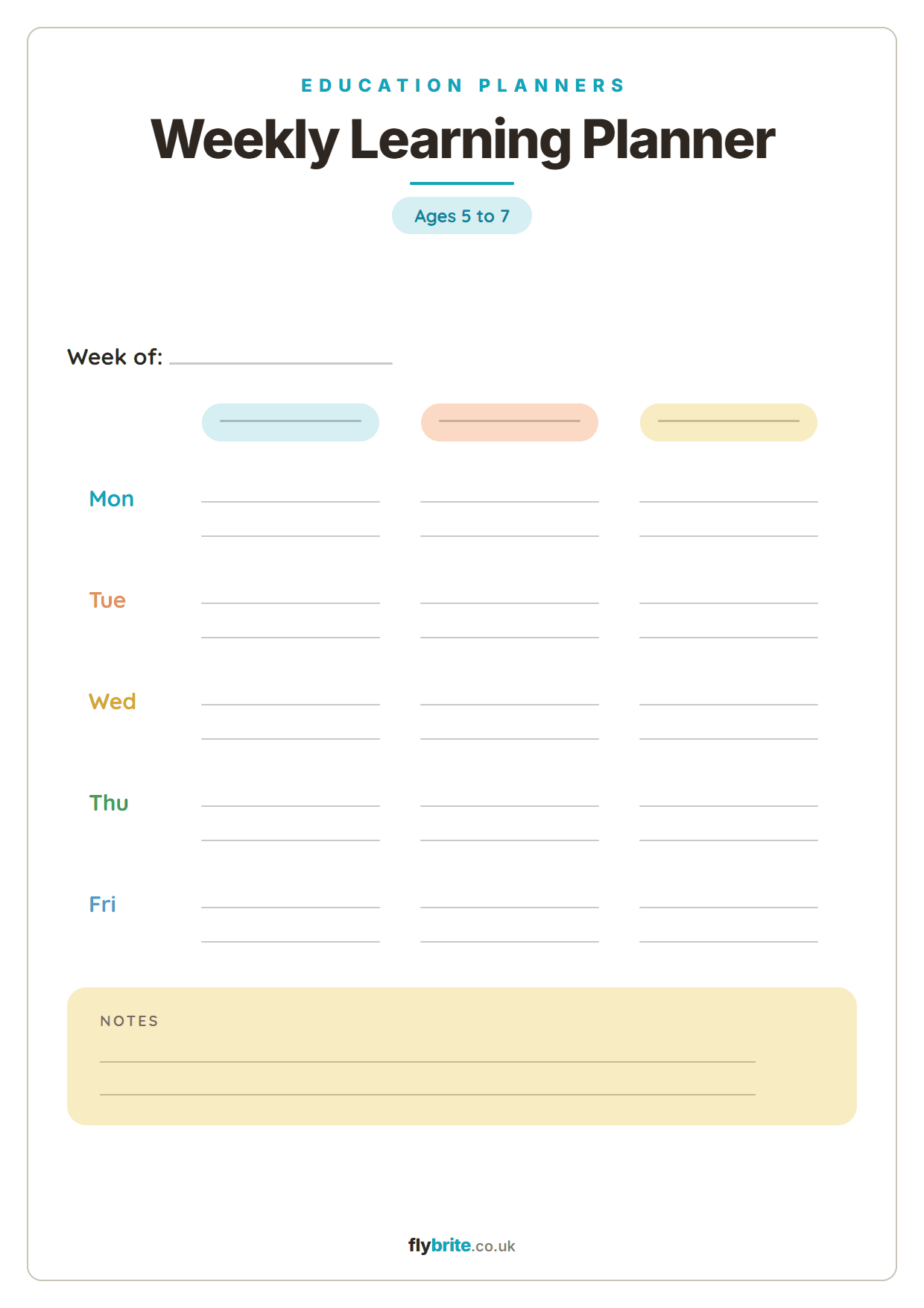 Weekly Learning Planner printable preview