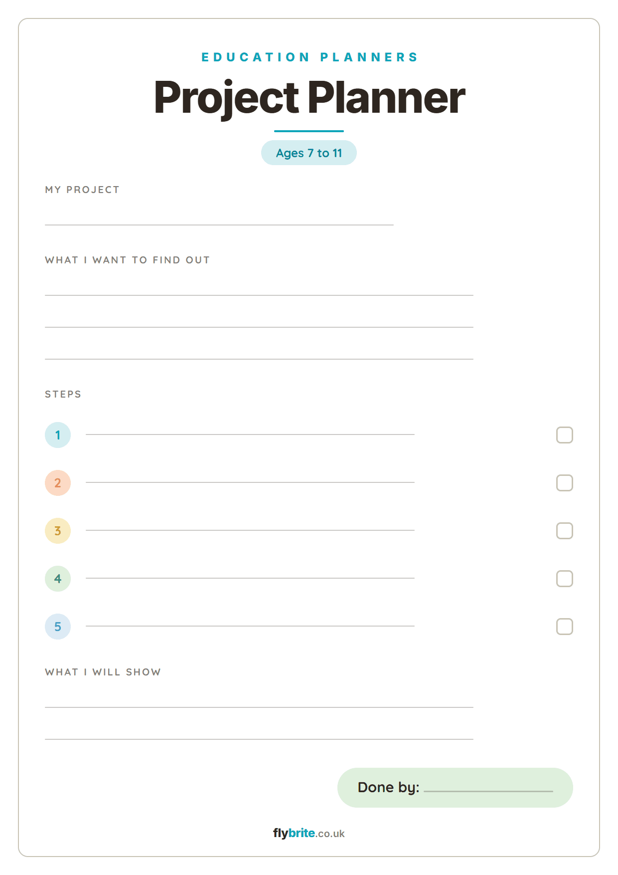Project Planner printable preview