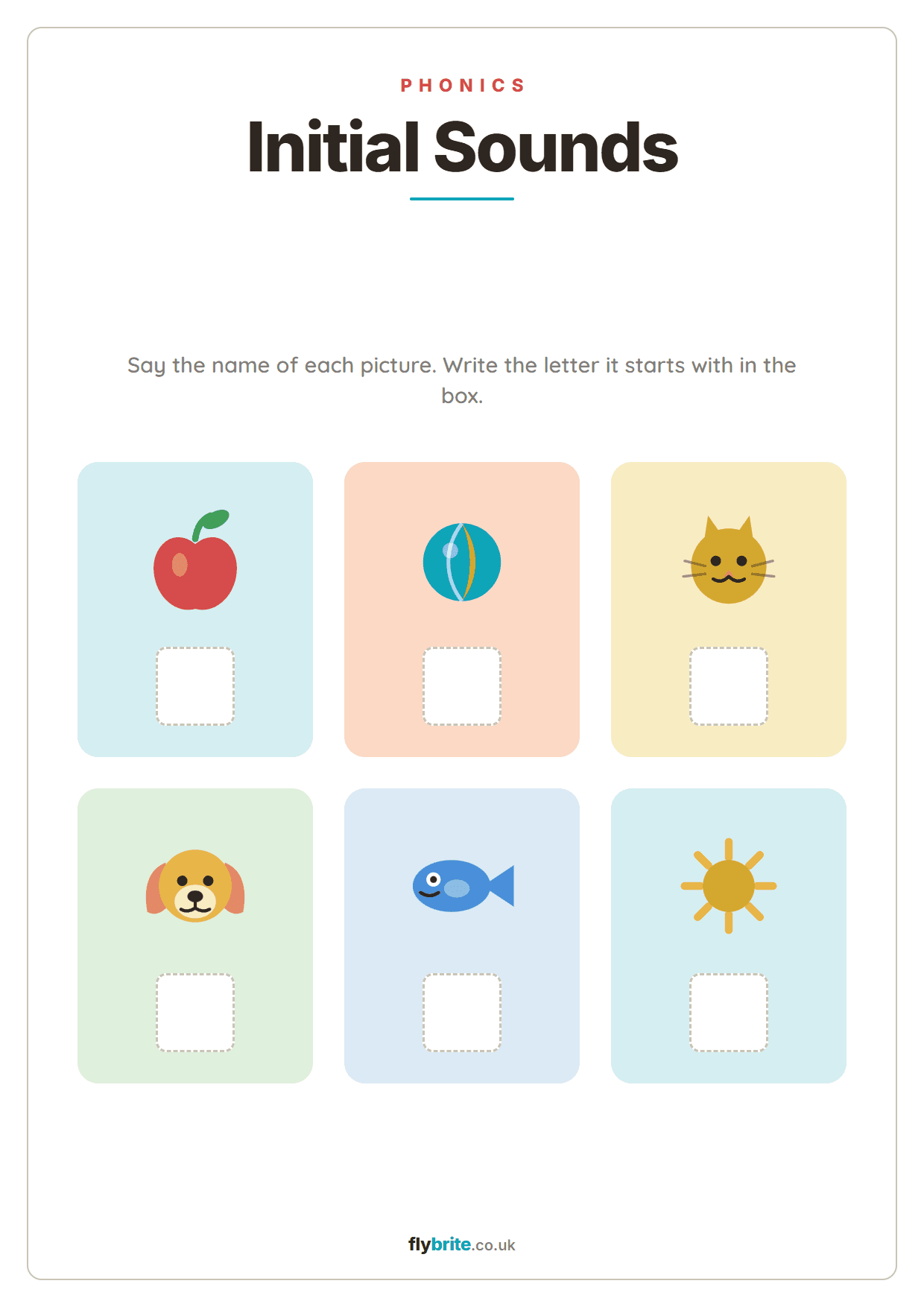 Initial Sounds printable preview
