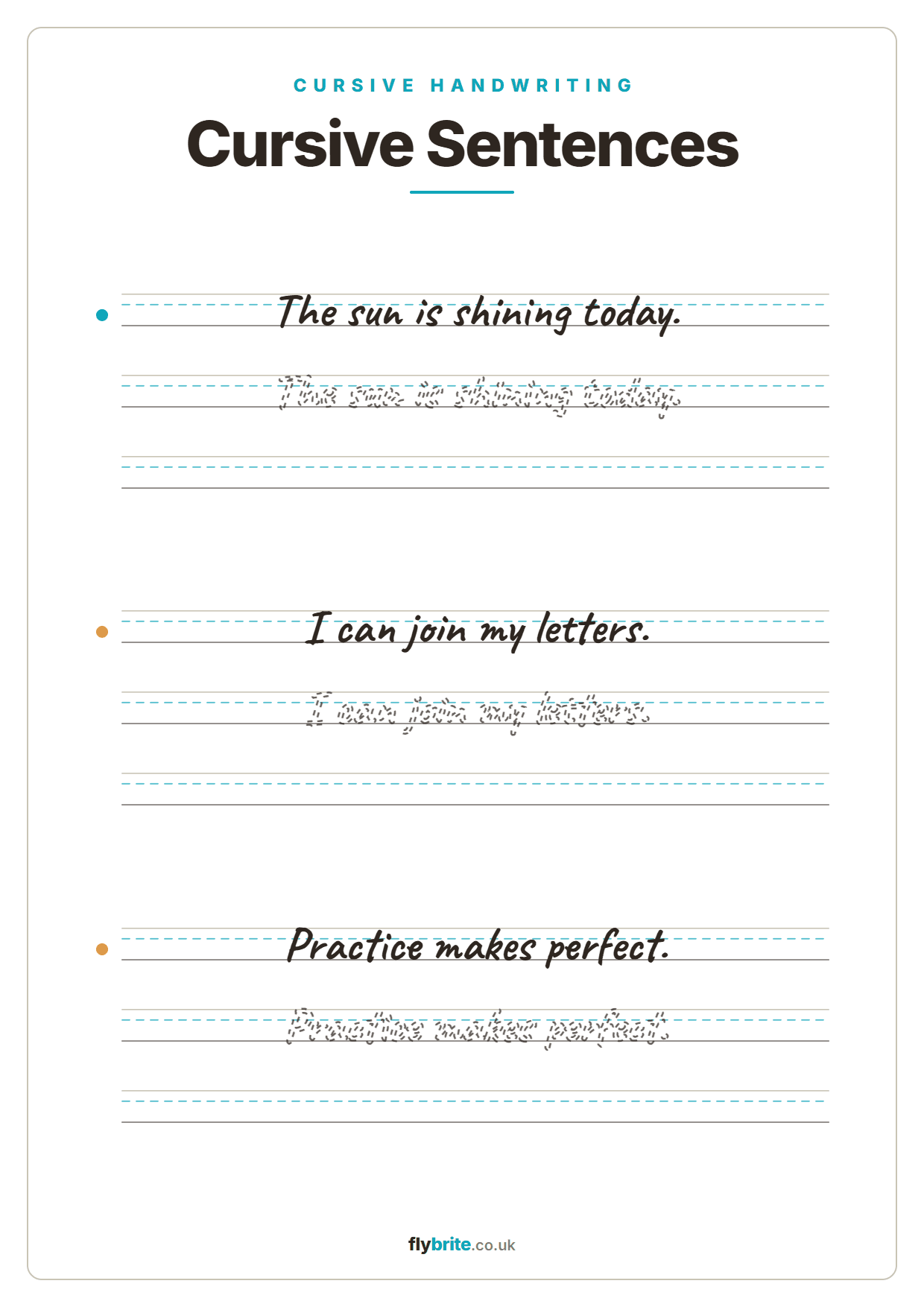 Cursive Sentences printable preview