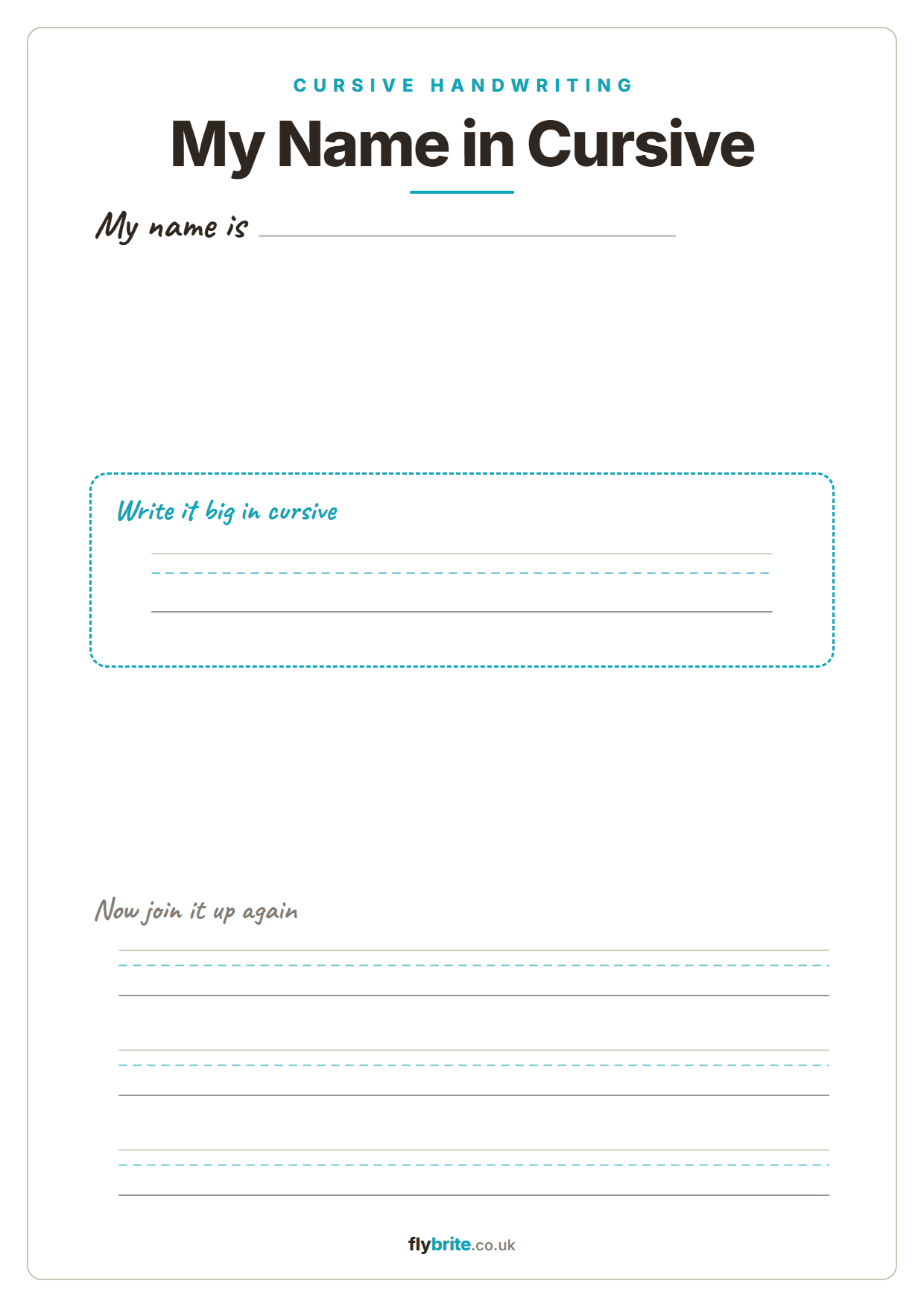 My Name in Cursive printable preview