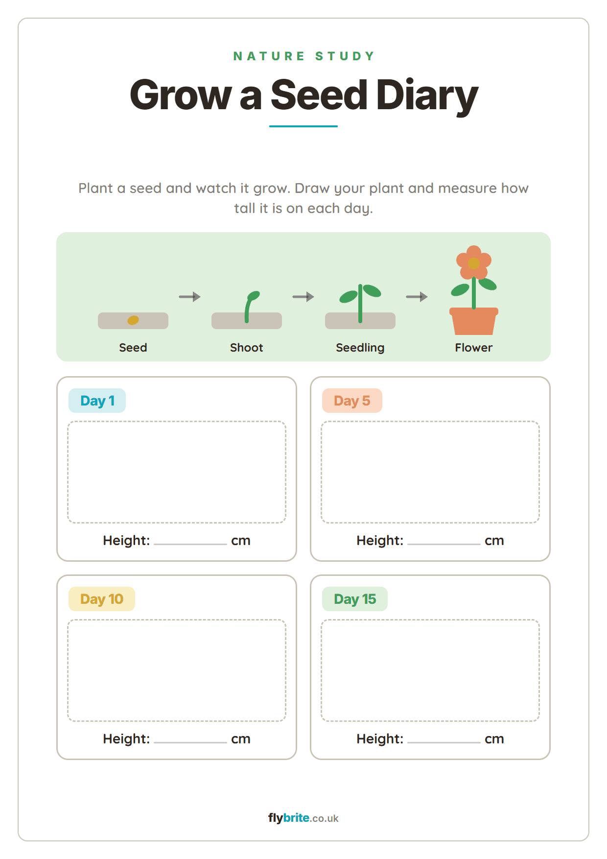 Grow a Seed Diary printable preview