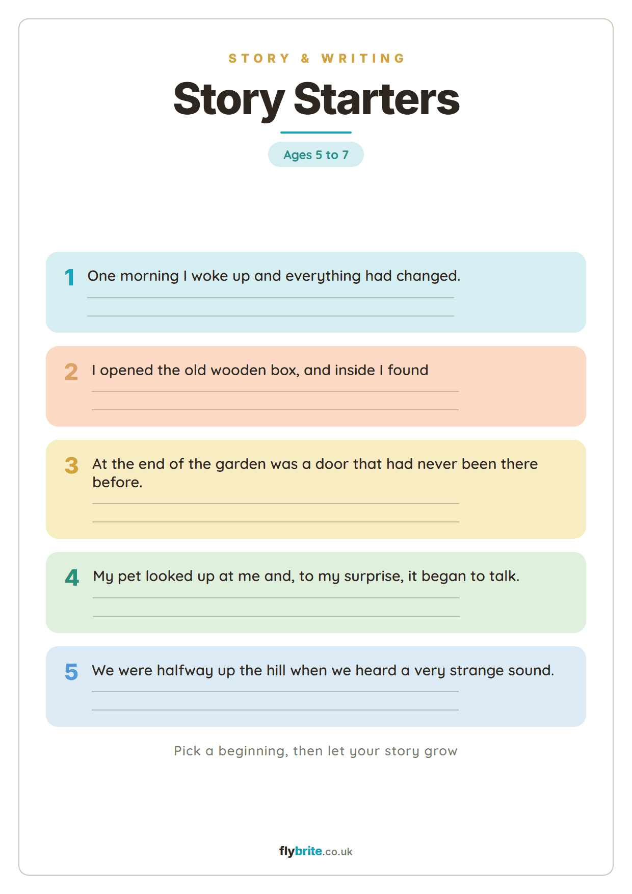 Story Starters printable preview