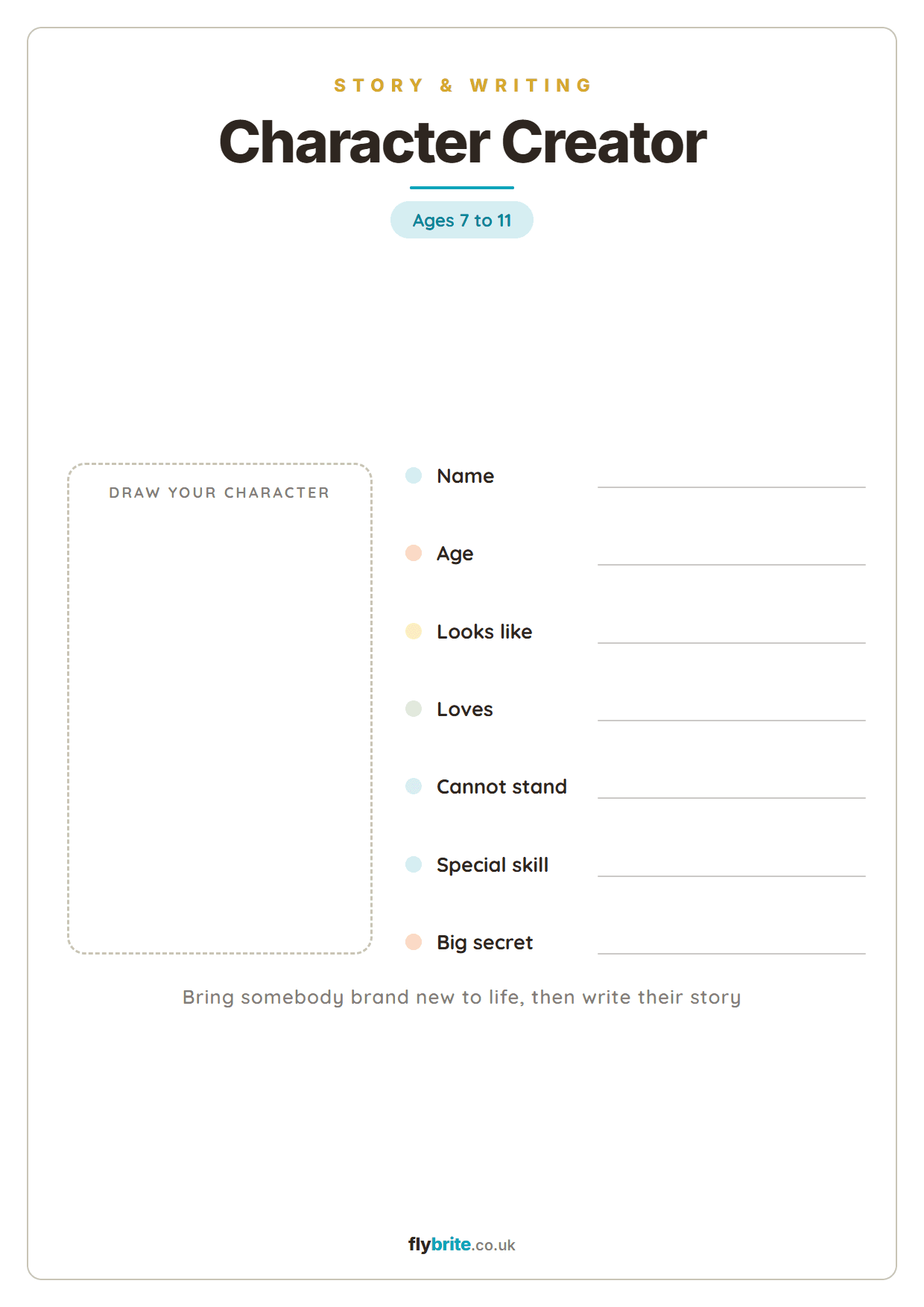 Character Creator printable preview