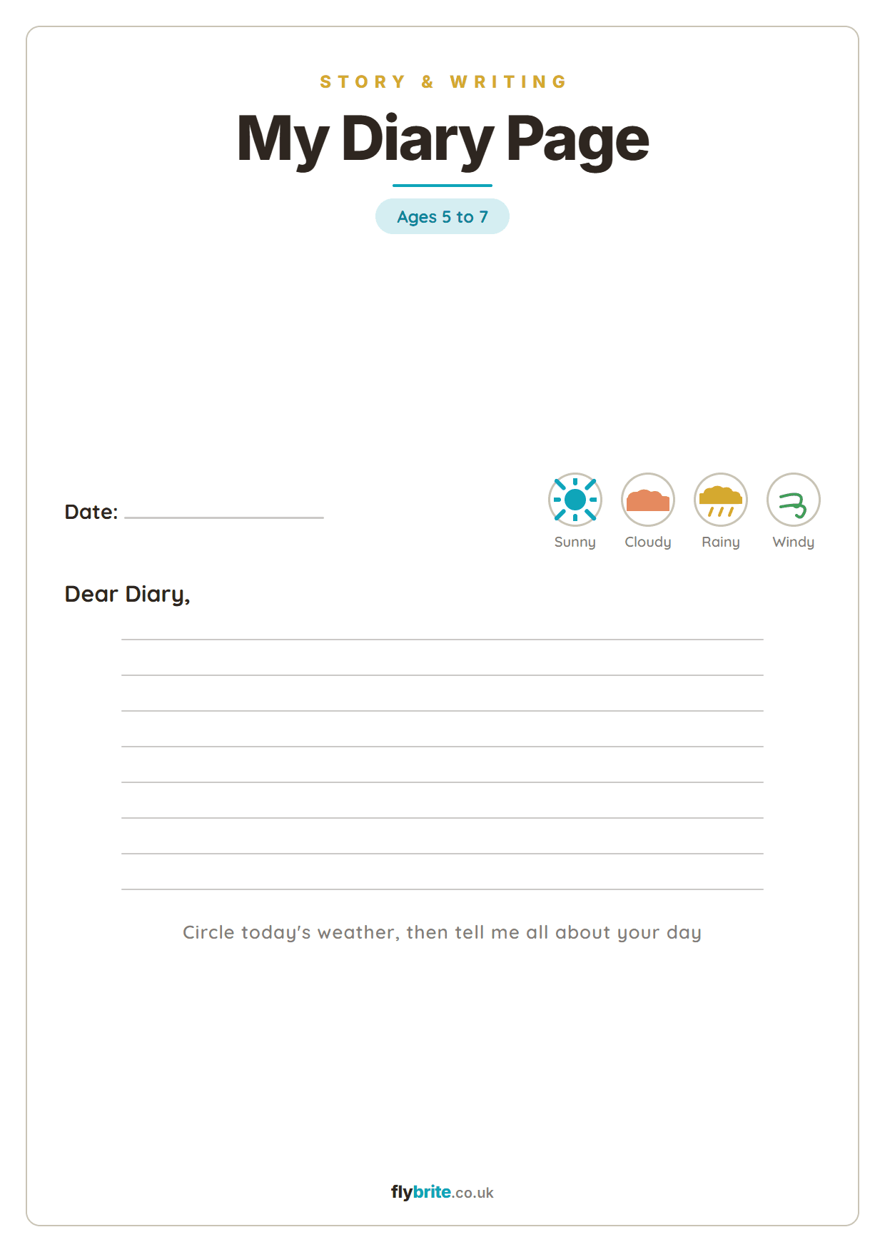 My Diary Page printable preview