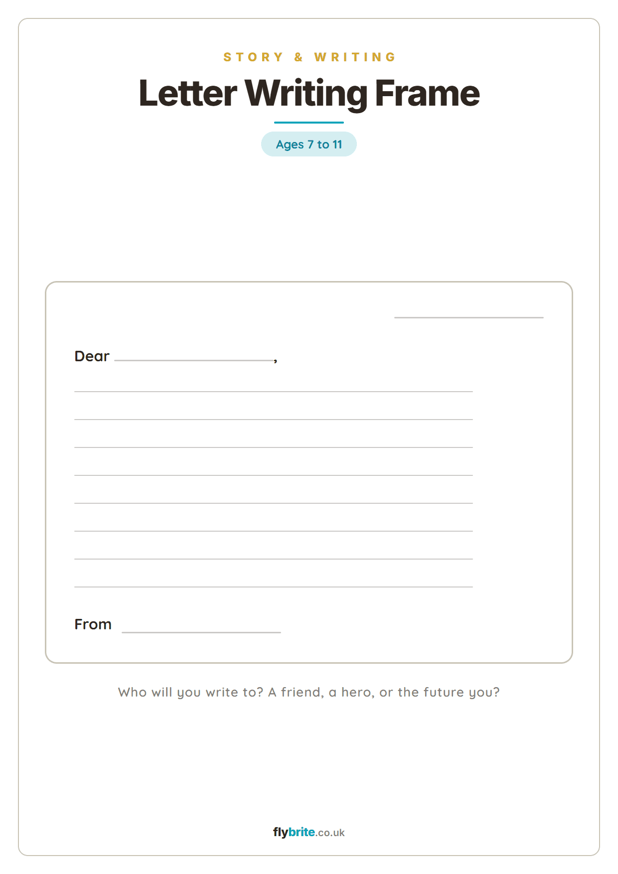 Letter Writing Frame printable preview