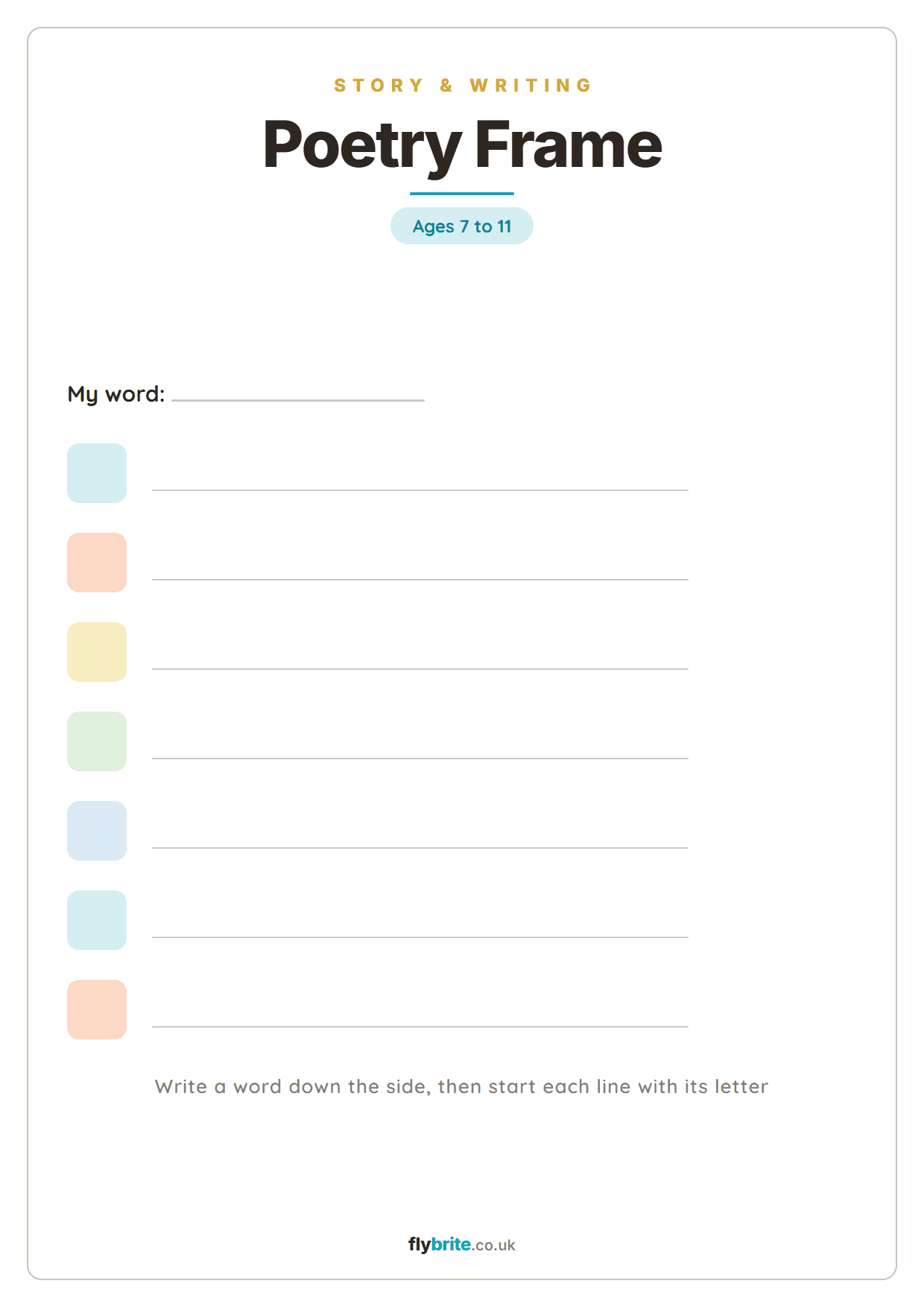Poetry Frame printable preview