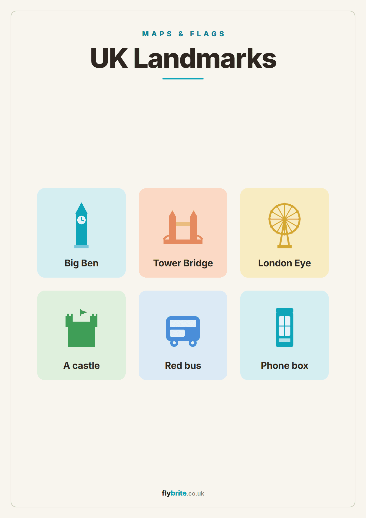 UK Landmarks printable preview