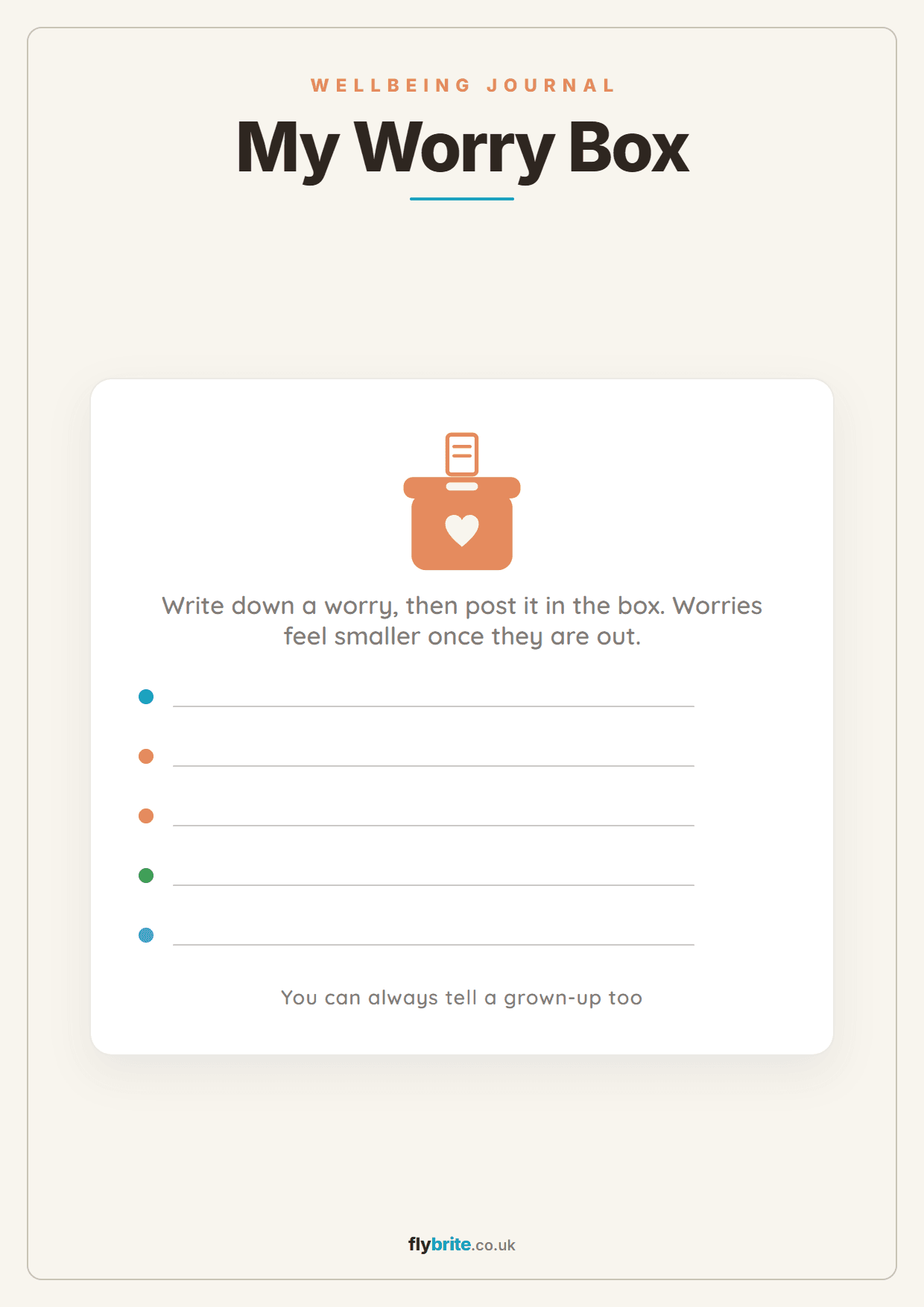 My Worry Box printable preview