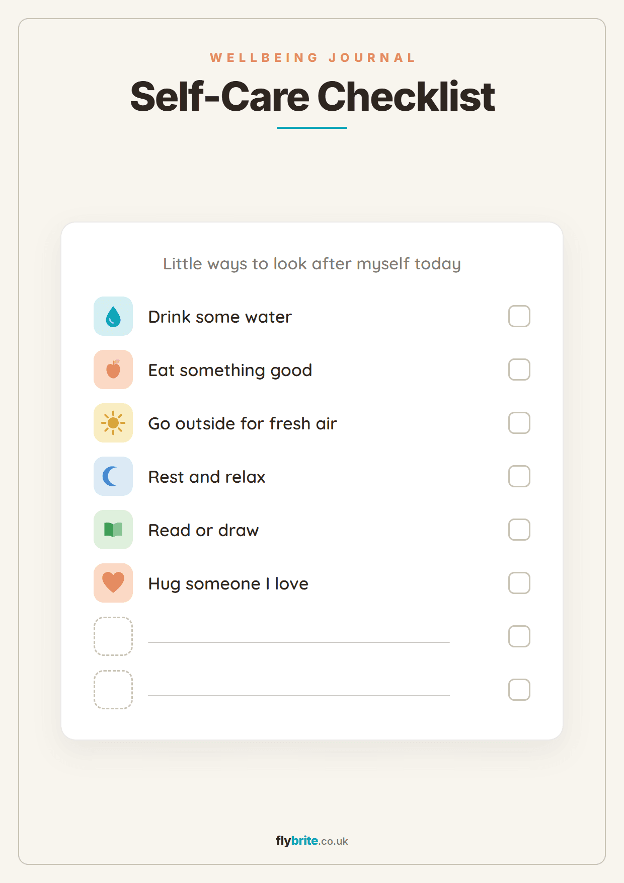 Self-Care Checklist printable preview