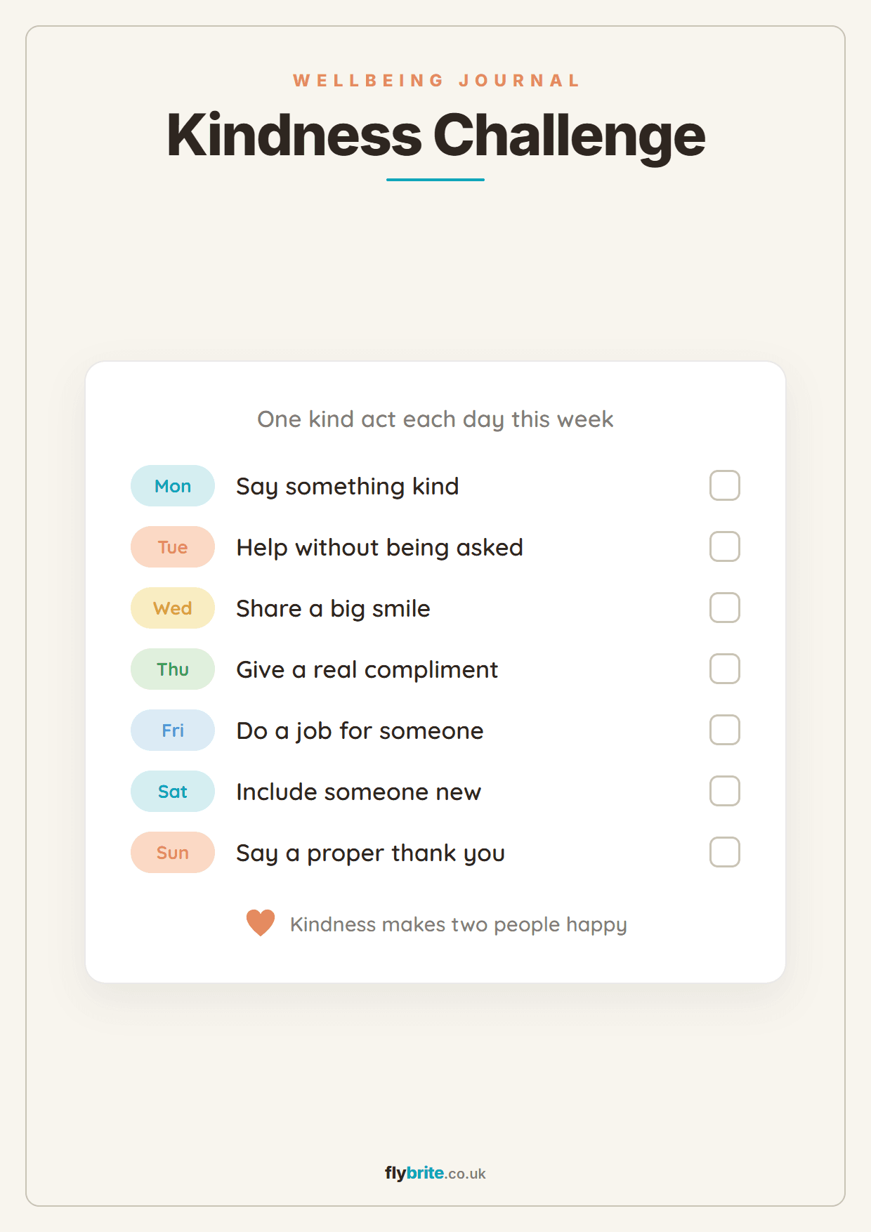 Kindness Challenge printable preview