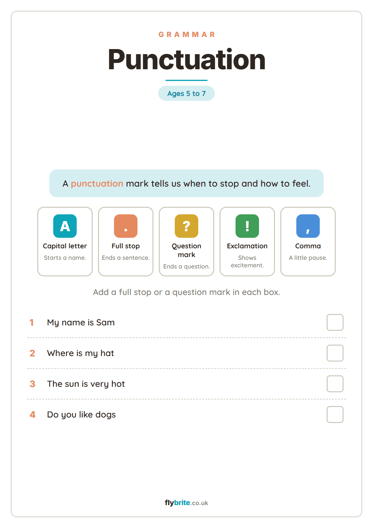 Punctuation printable preview