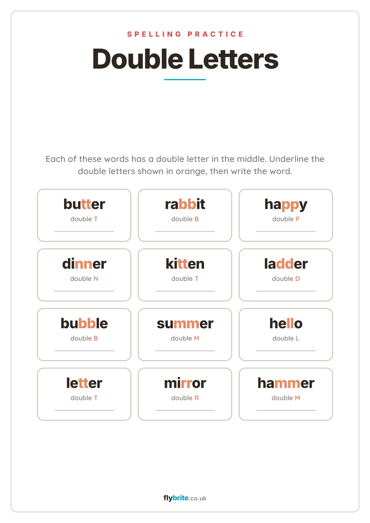 Double Letters printable preview