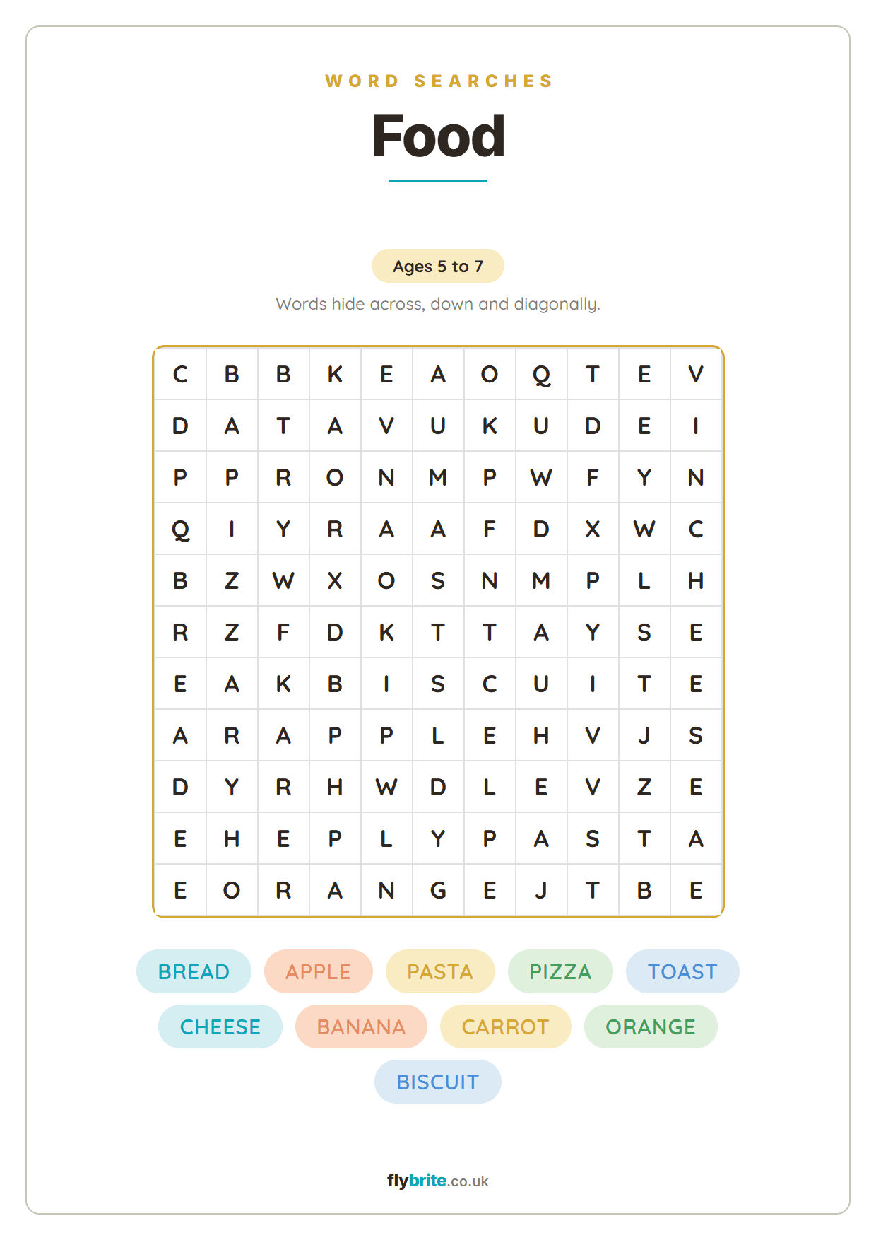Food printable preview