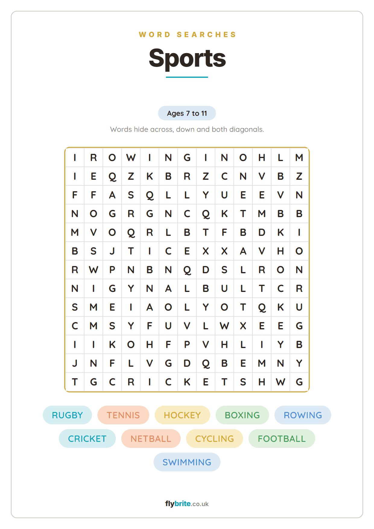 Sports printable preview