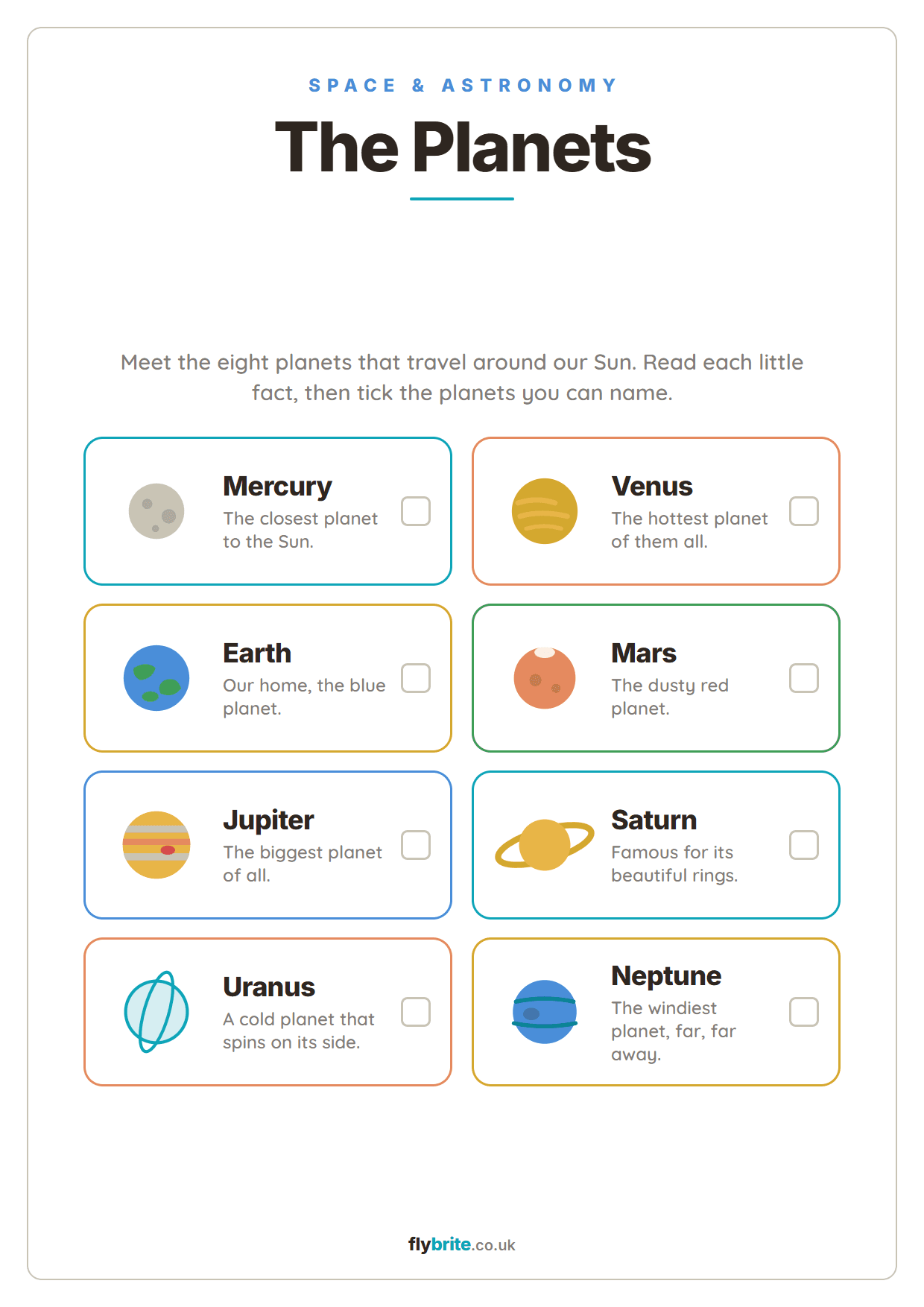 The Planets printable preview