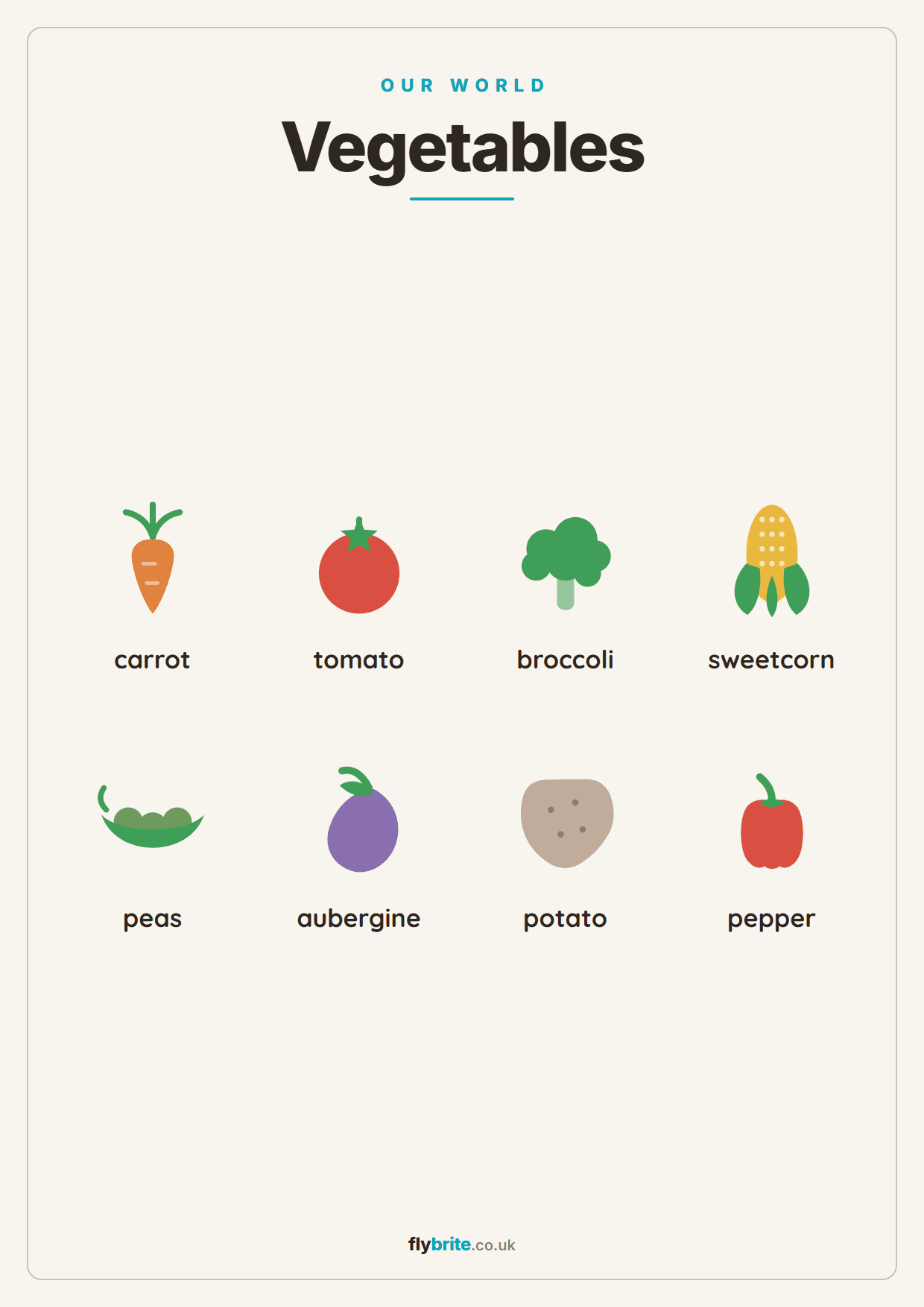 Vegetables printable preview