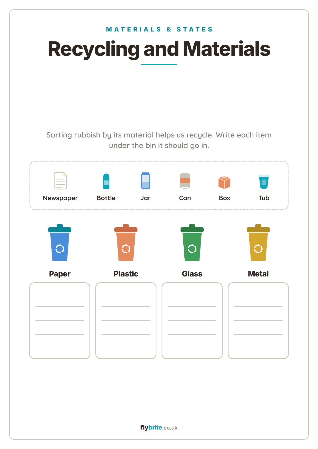 Recycling and Materials printable preview