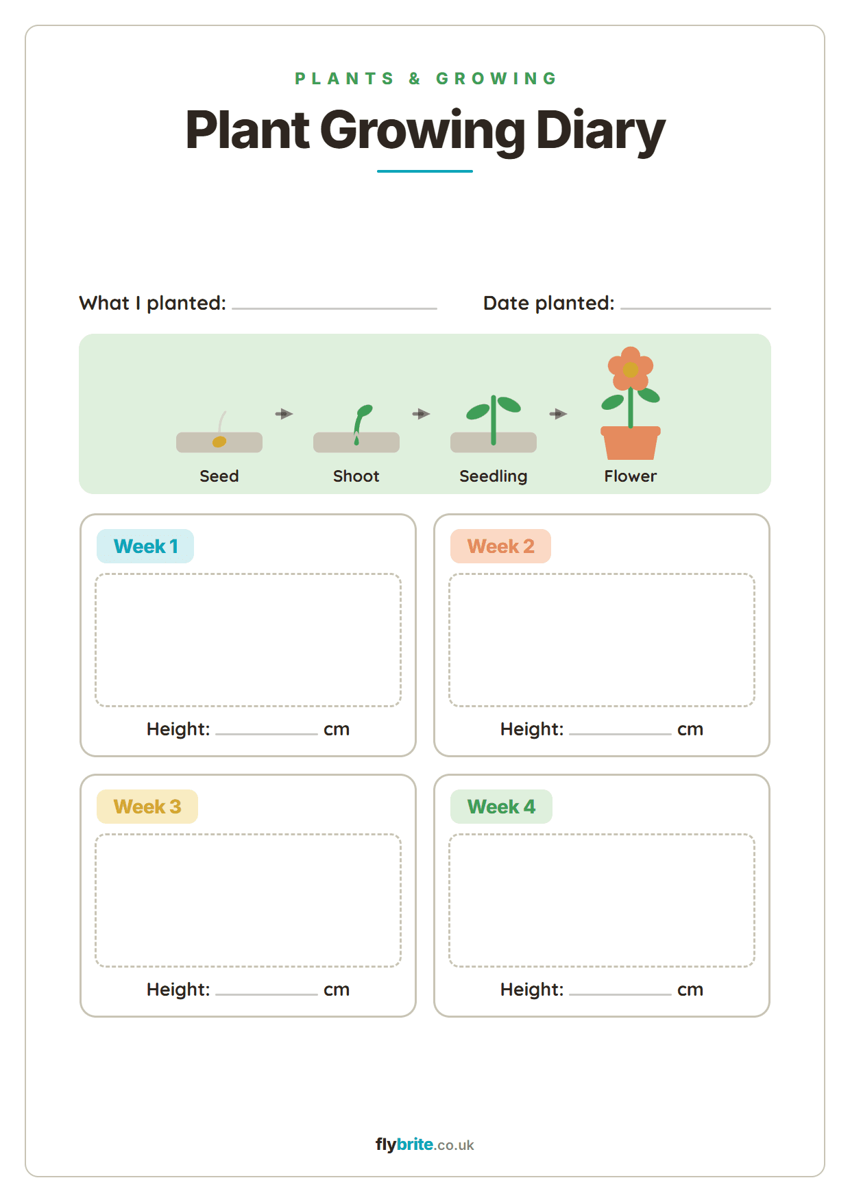 Plant Growing Diary printable preview