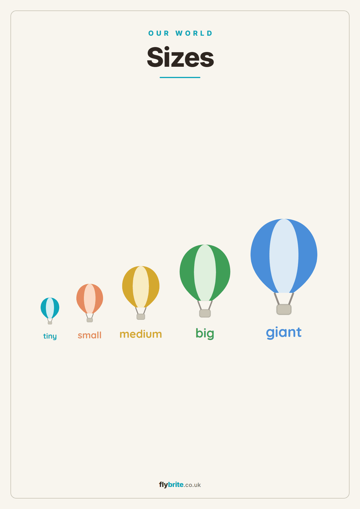Sizes printable preview