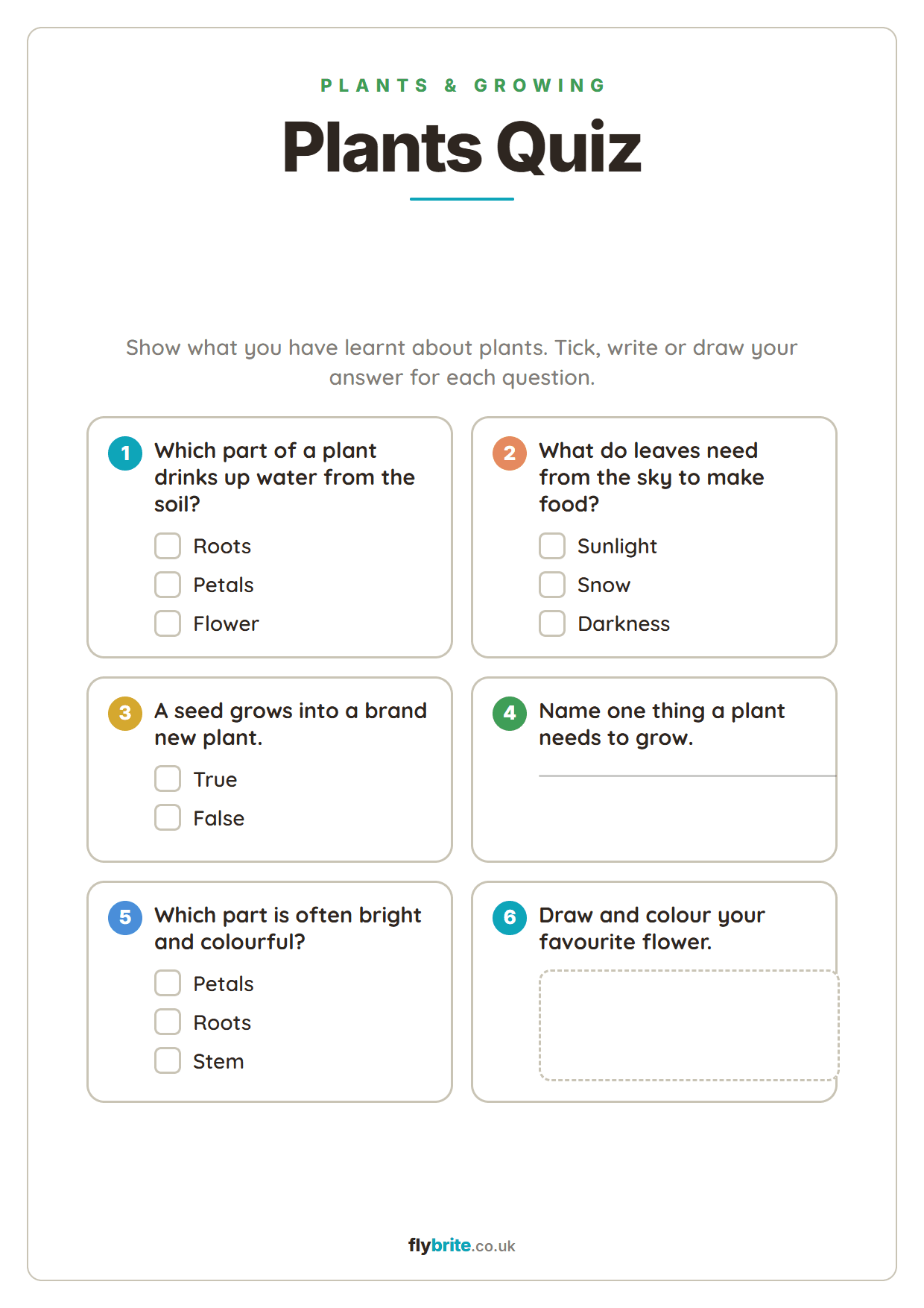 Plants Quiz printable preview