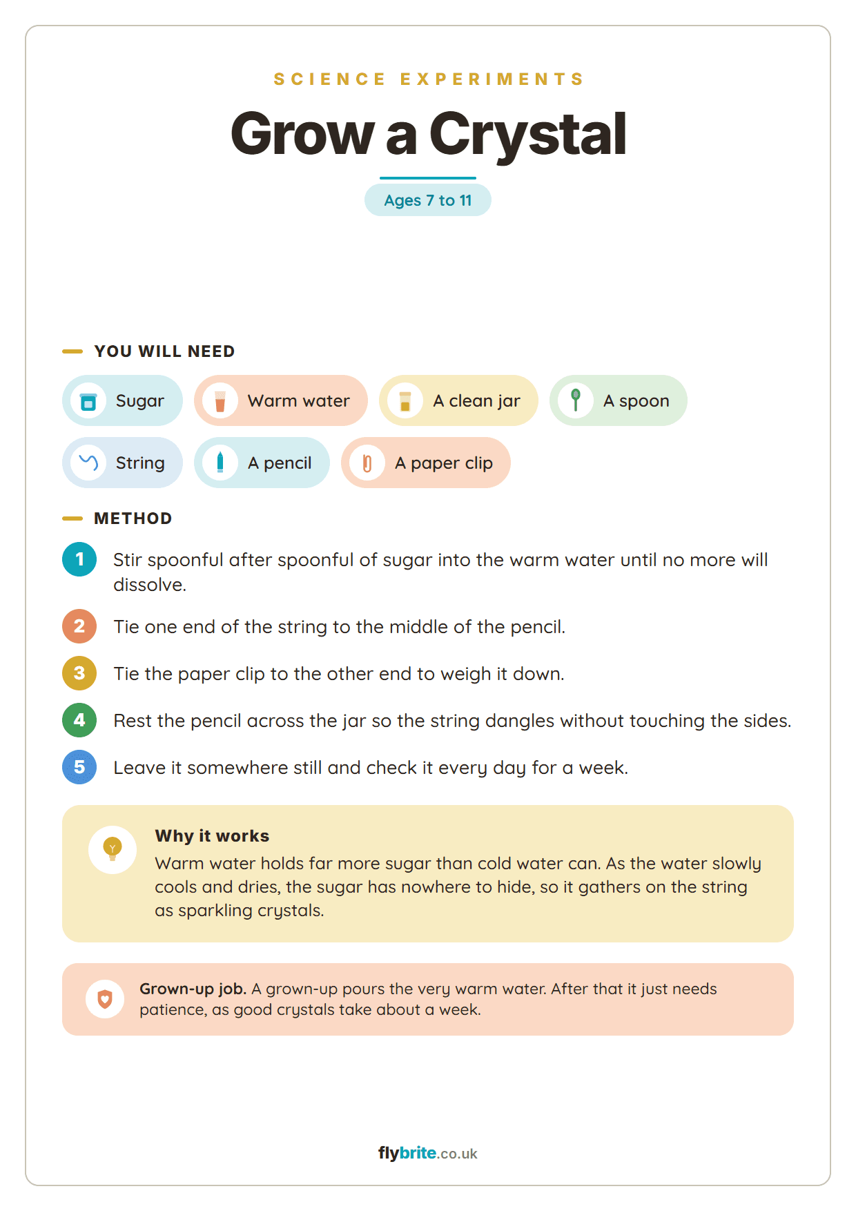 Grow a Crystal printable preview