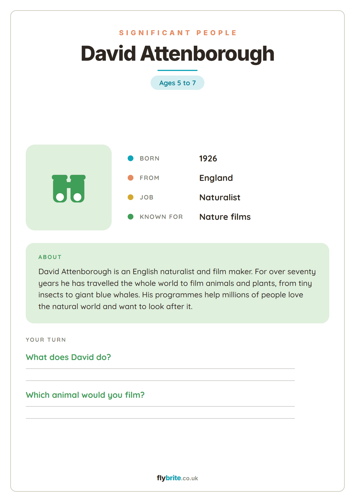 David Attenborough printable preview