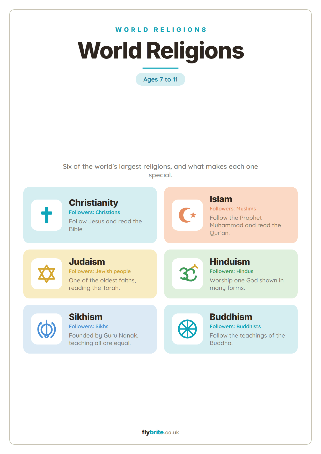 World Religions Overview printable preview
