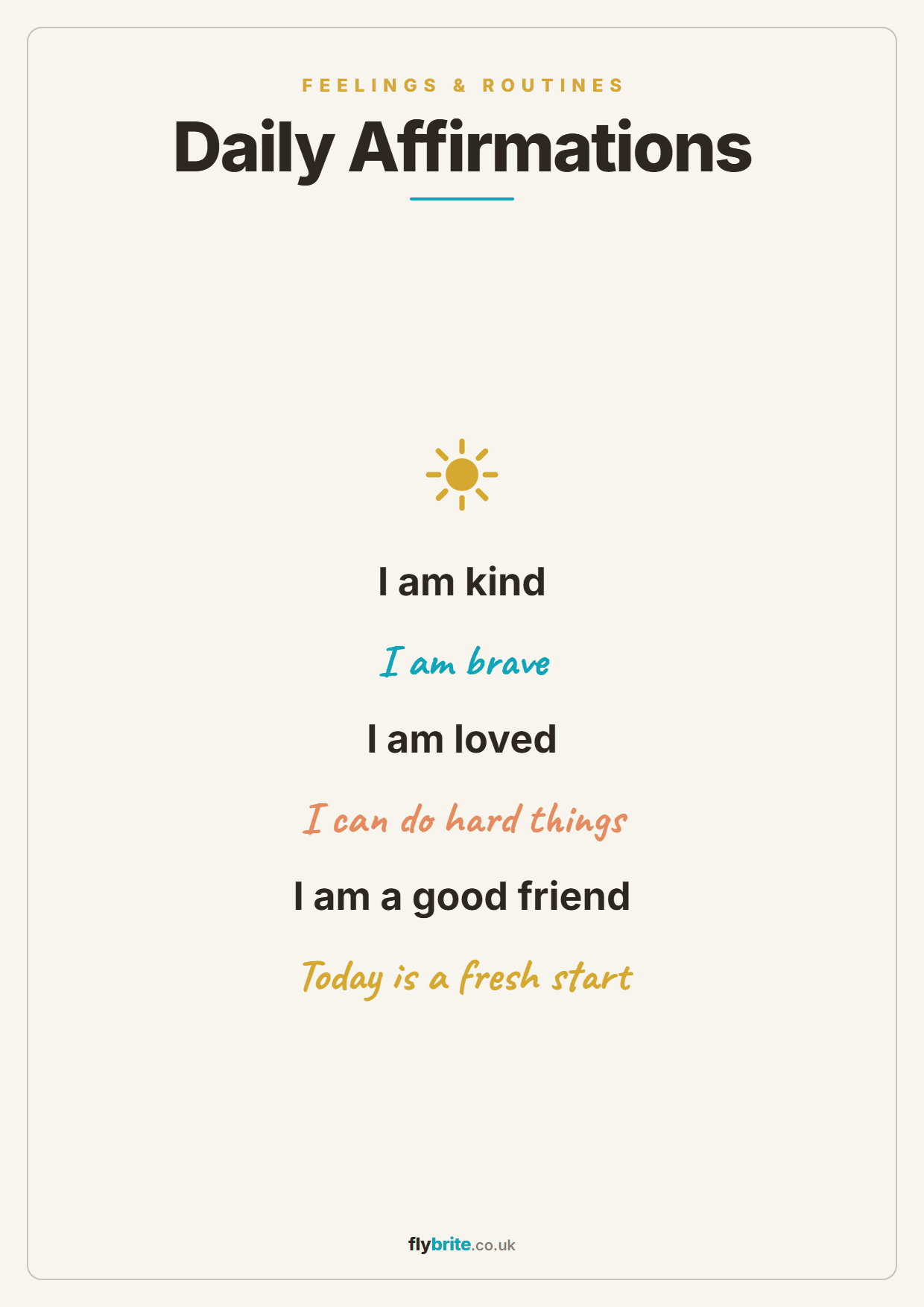 Daily Affirmations printable preview