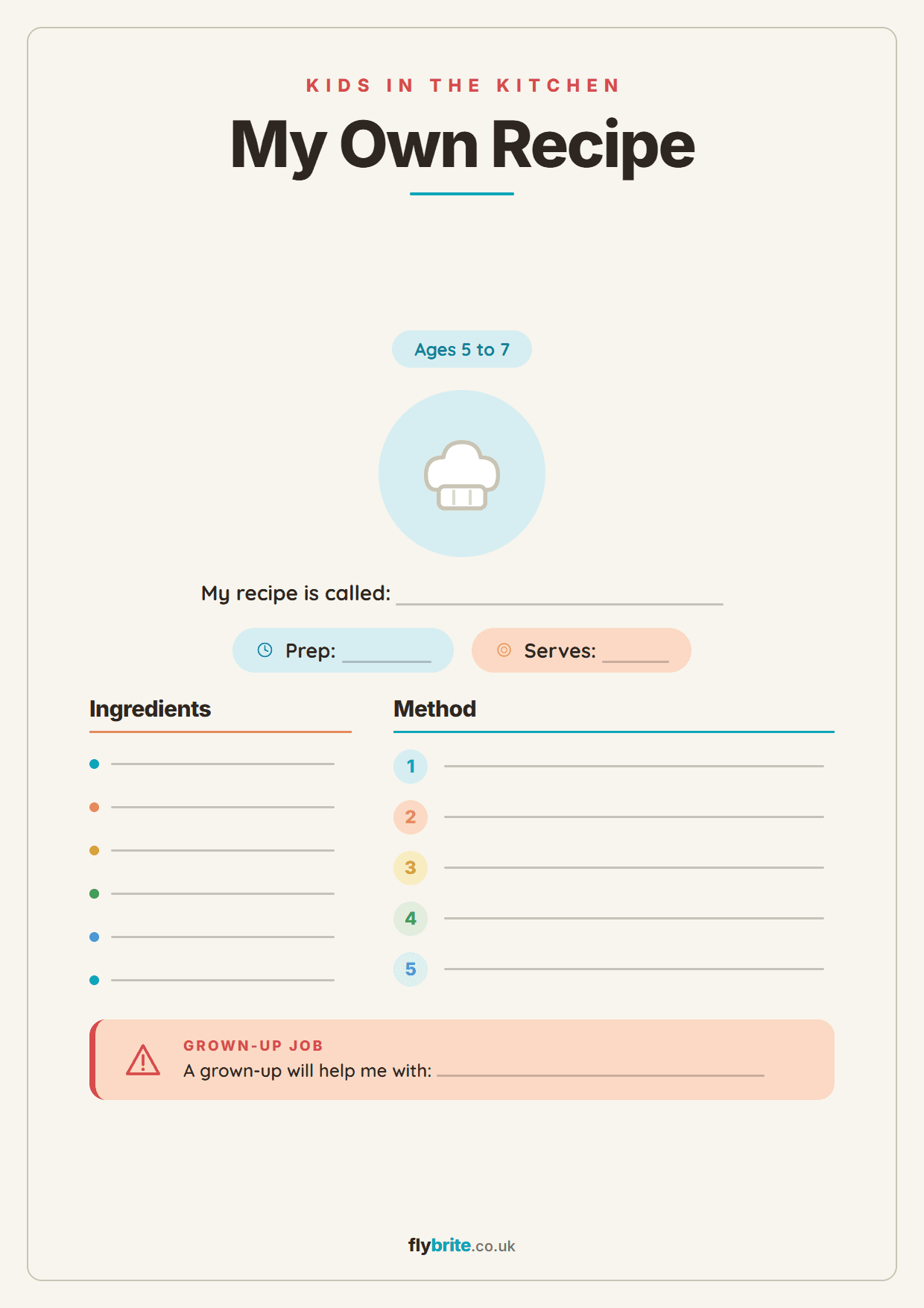 My Own Recipe printable preview