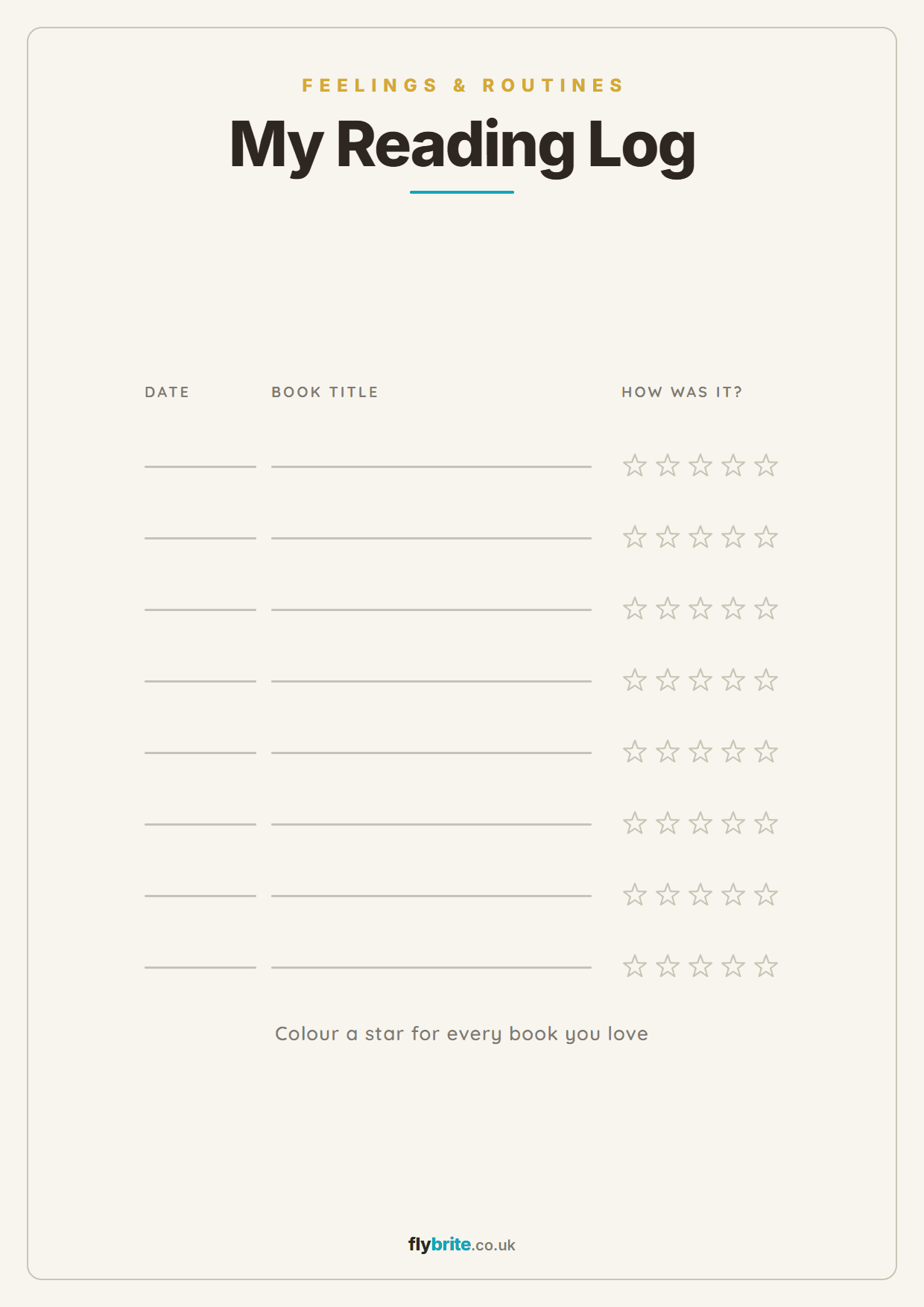 My Reading Log printable preview