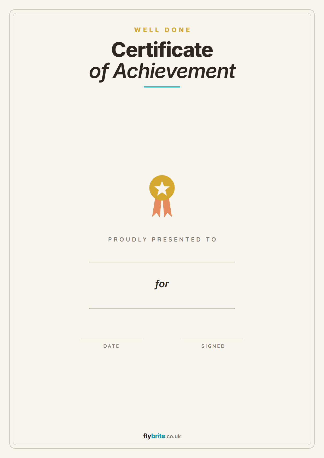 Certificate of Achievement printable preview