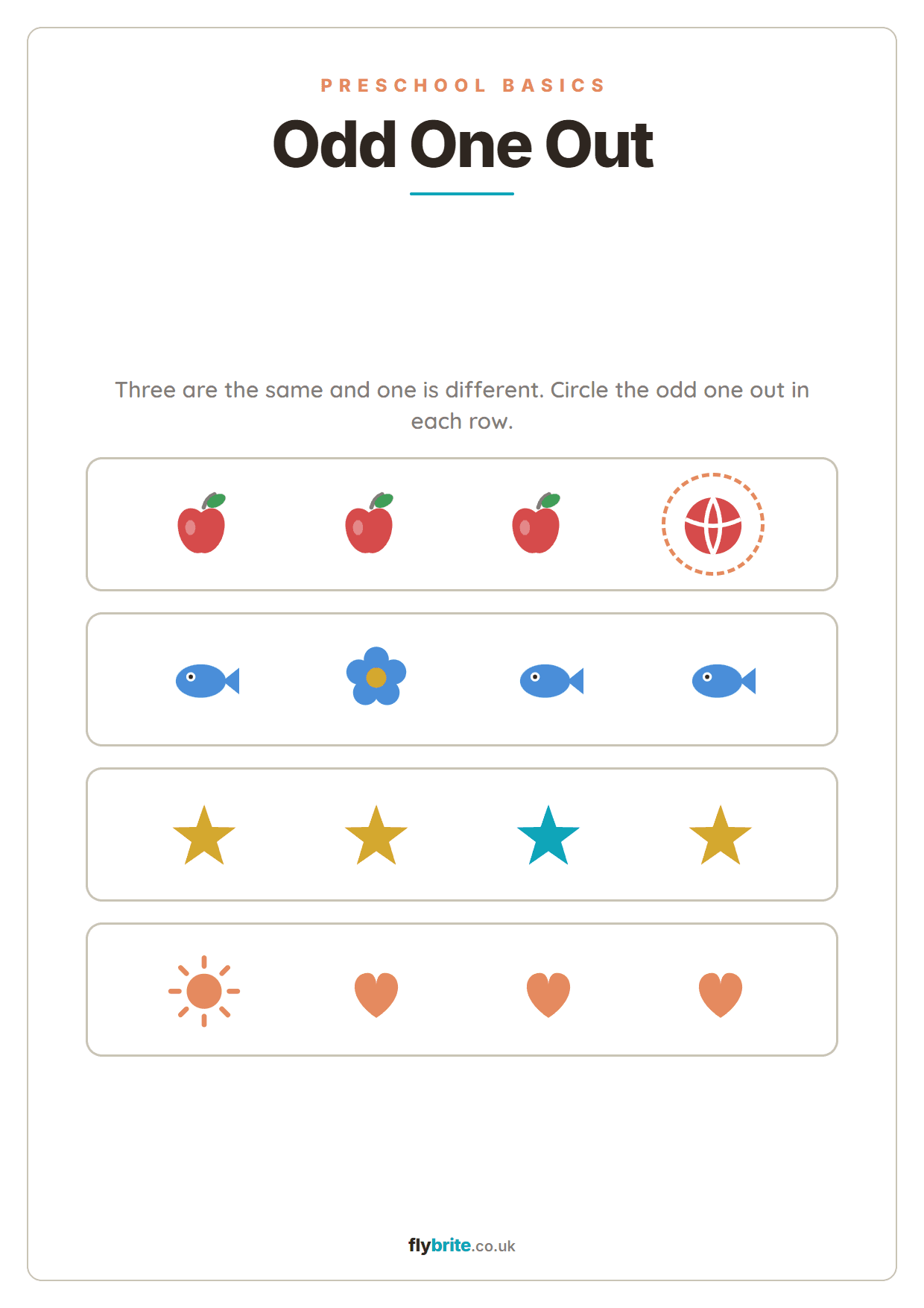 Odd One Out printable preview