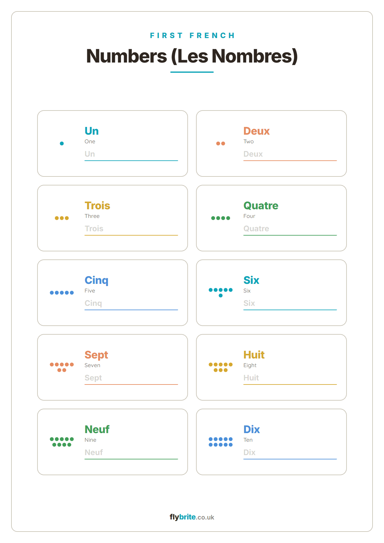 Numbers (Les Nombres) printable preview