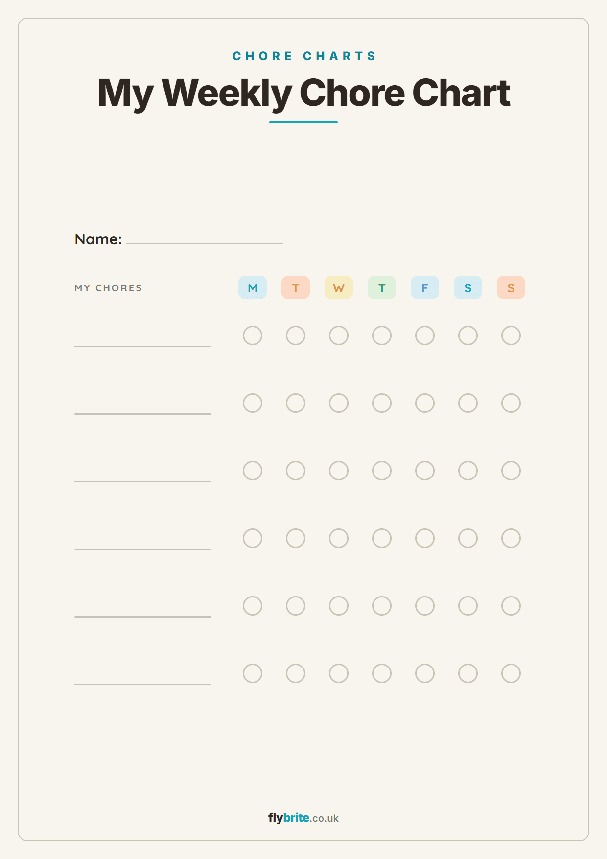 My Weekly Chore Chart printable preview