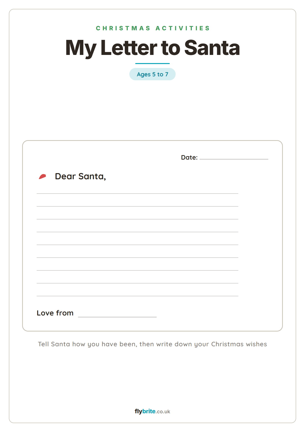 My Letter to Santa printable preview