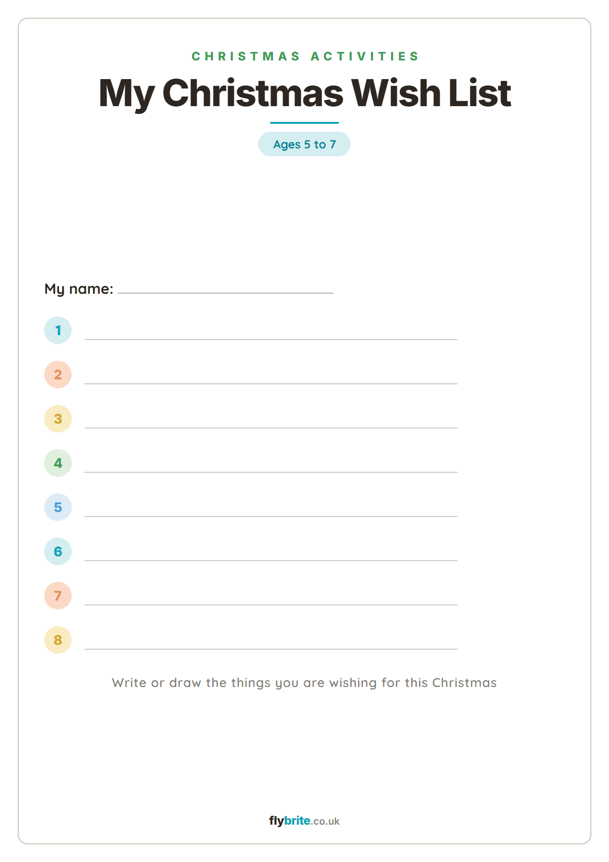 My Christmas Wish List printable preview