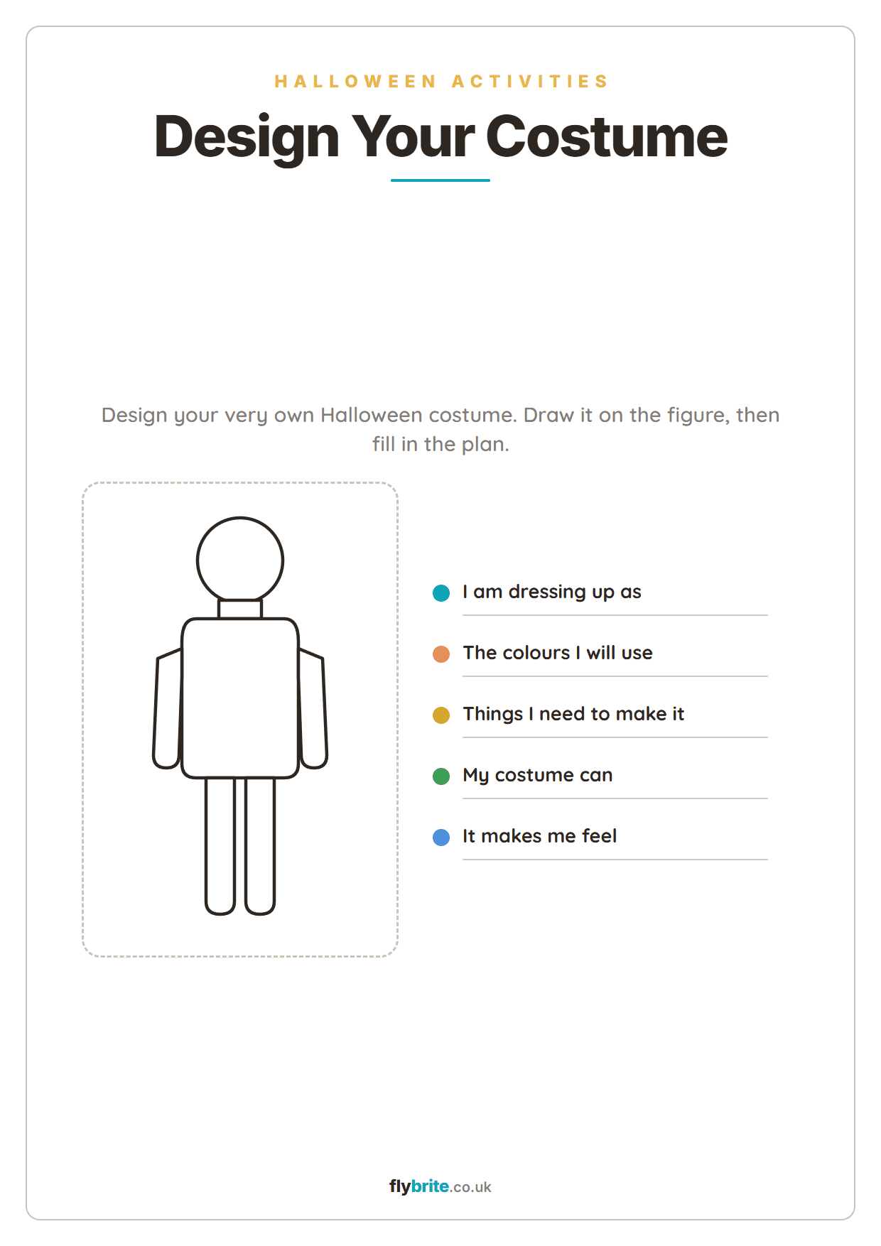 Design Your Costume printable preview