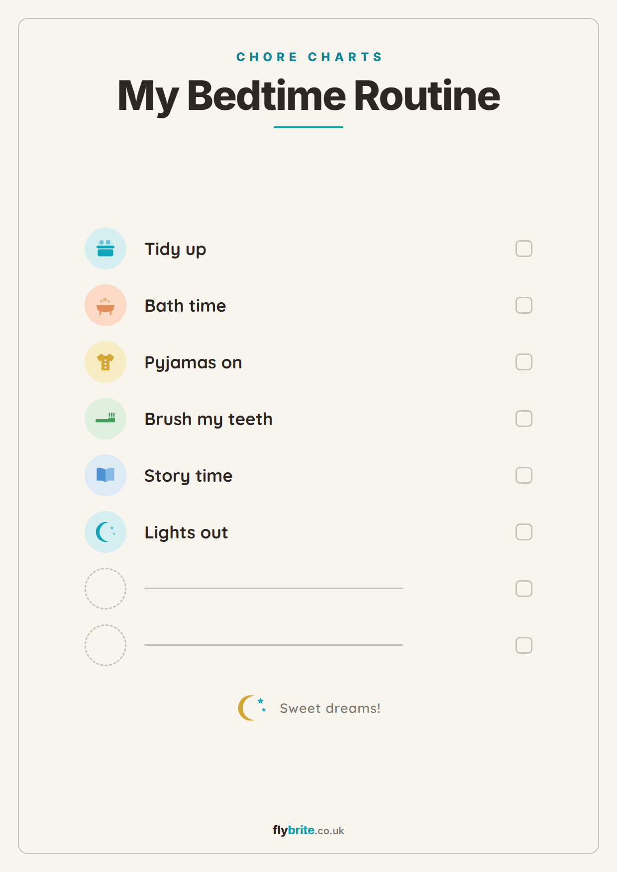 My Bedtime Routine printable preview
