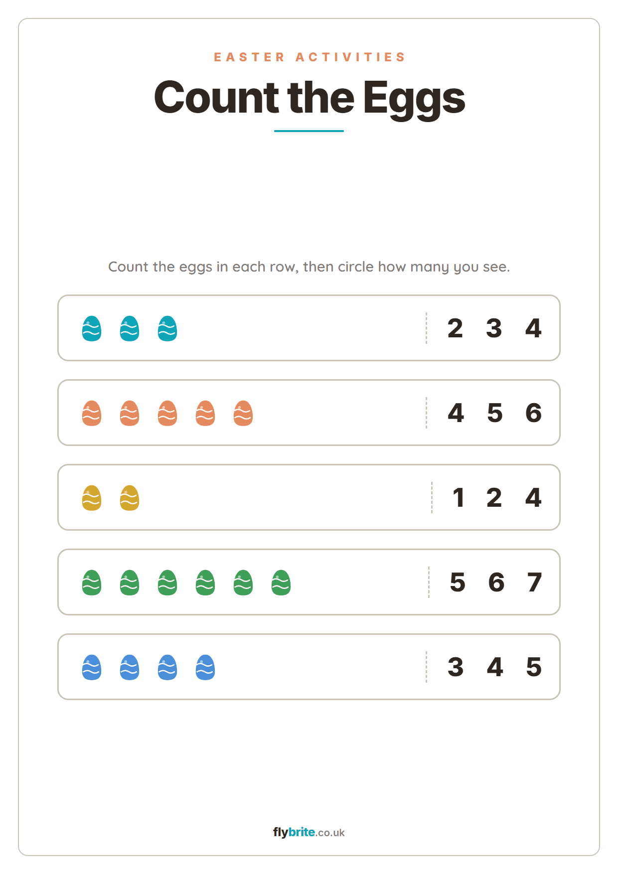Count the Eggs printable preview