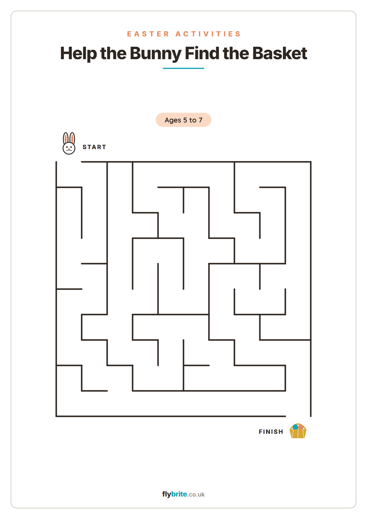 Help the Bunny Find the Basket printable preview